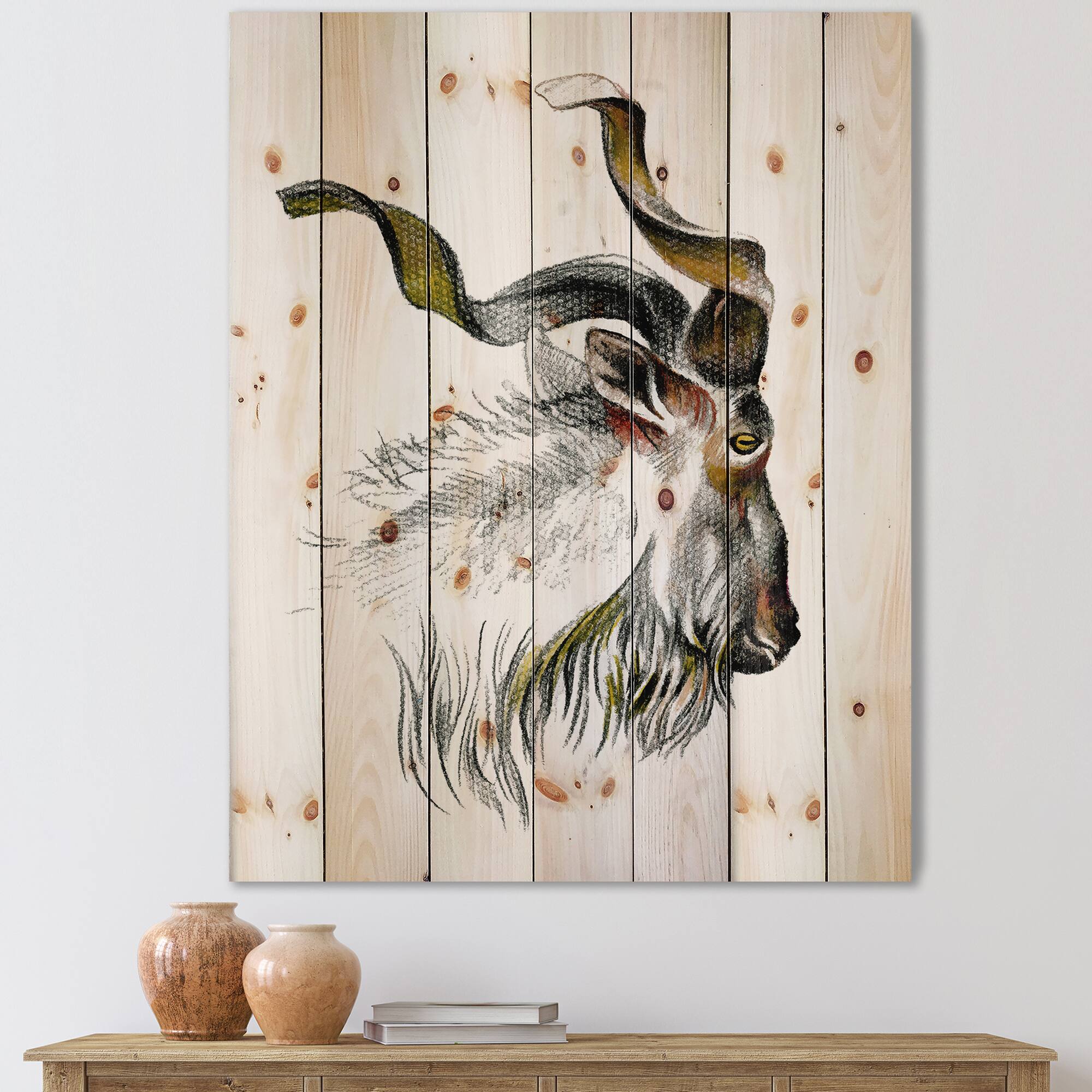 Designart - Monochrome Portrait Of Goat II