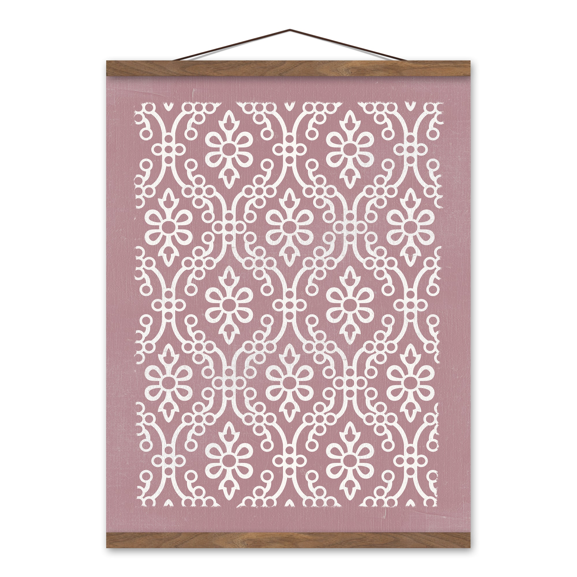 Folksy Pattern Teak Hanging Canvas Art