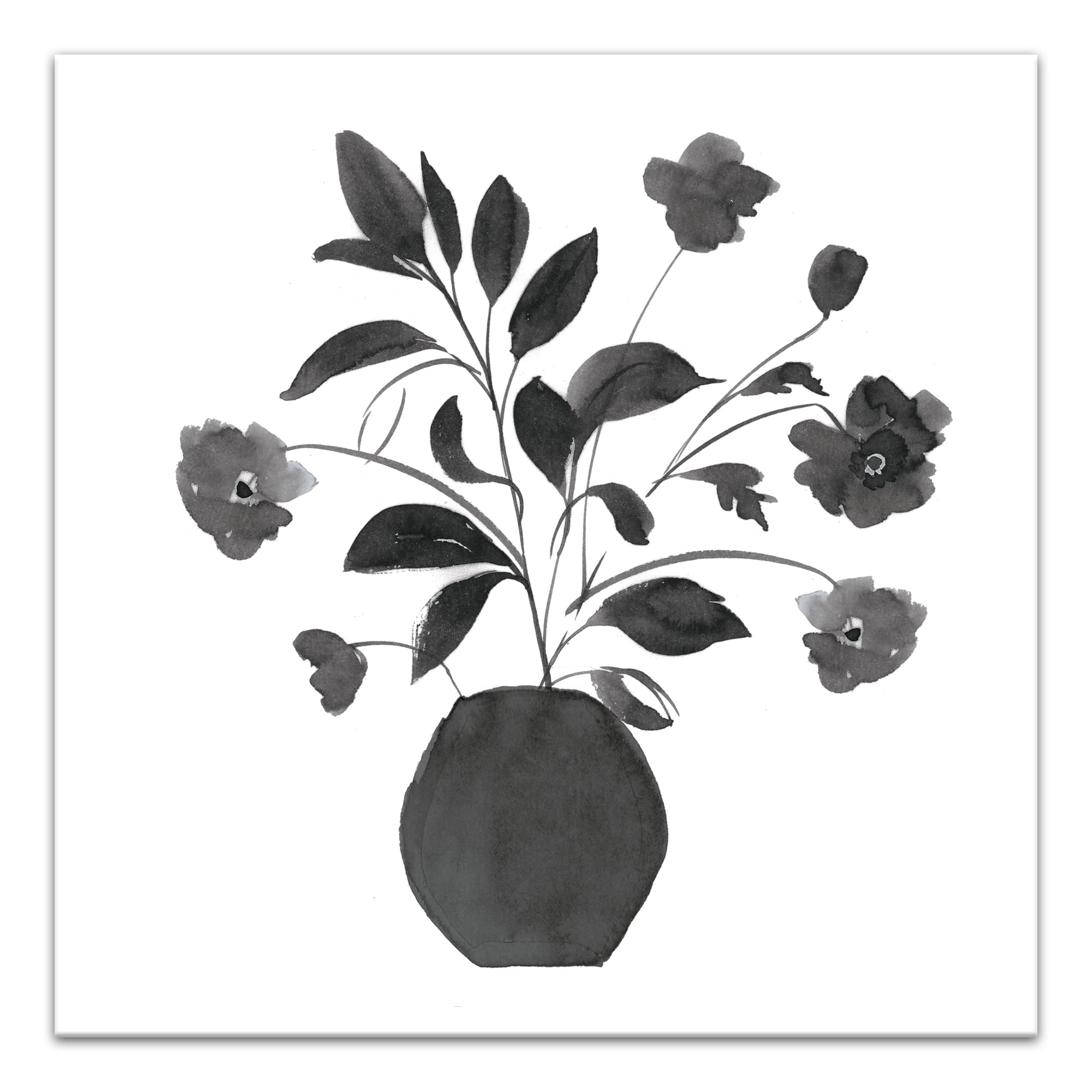 Monochromatic Floral I 30" x 30" Canvas Wall Art
