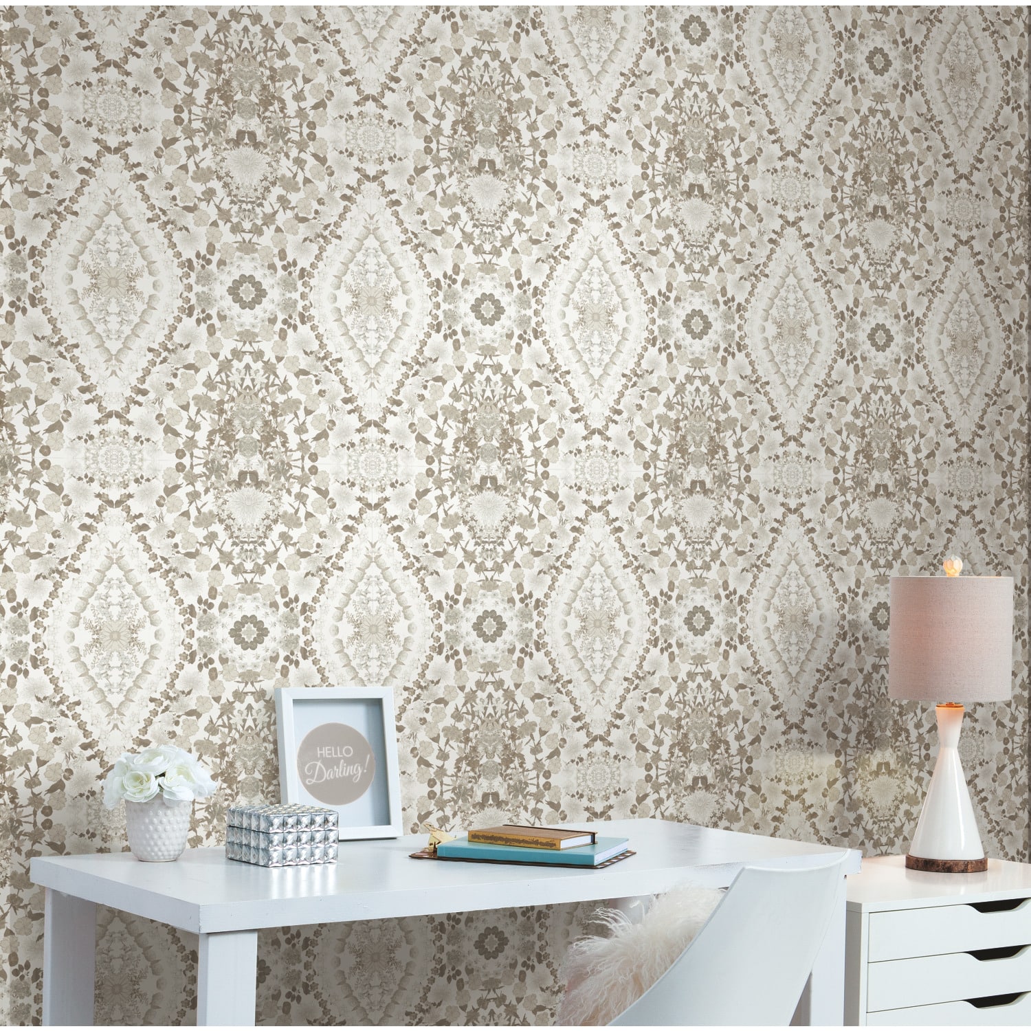 RoomMates Mr. Kate Brown Dried Flower Kaleidoscope Peel & Stick Wallpaper