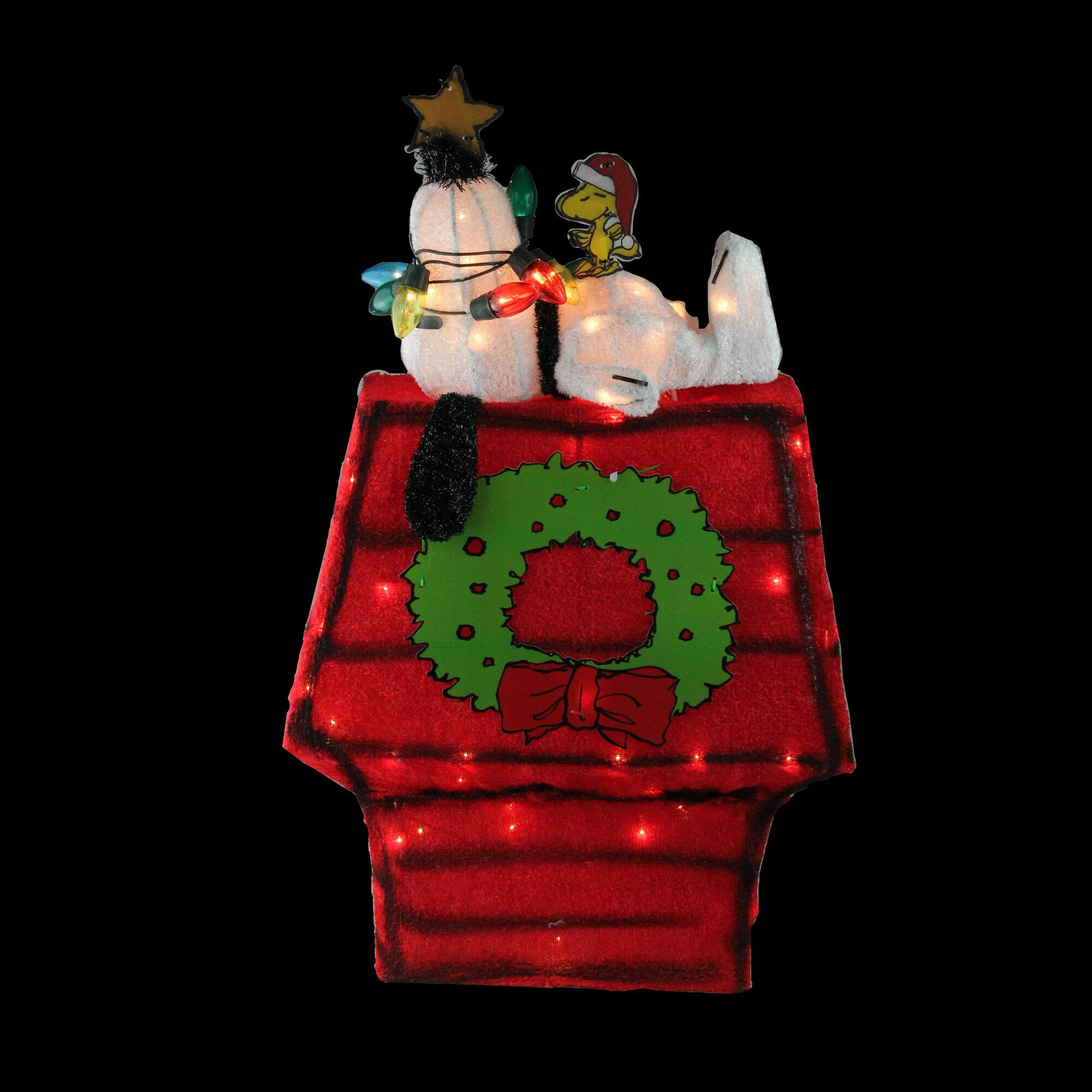 18" Lighted Snoopy on Dog House Outdoor Christmas Yard Décor