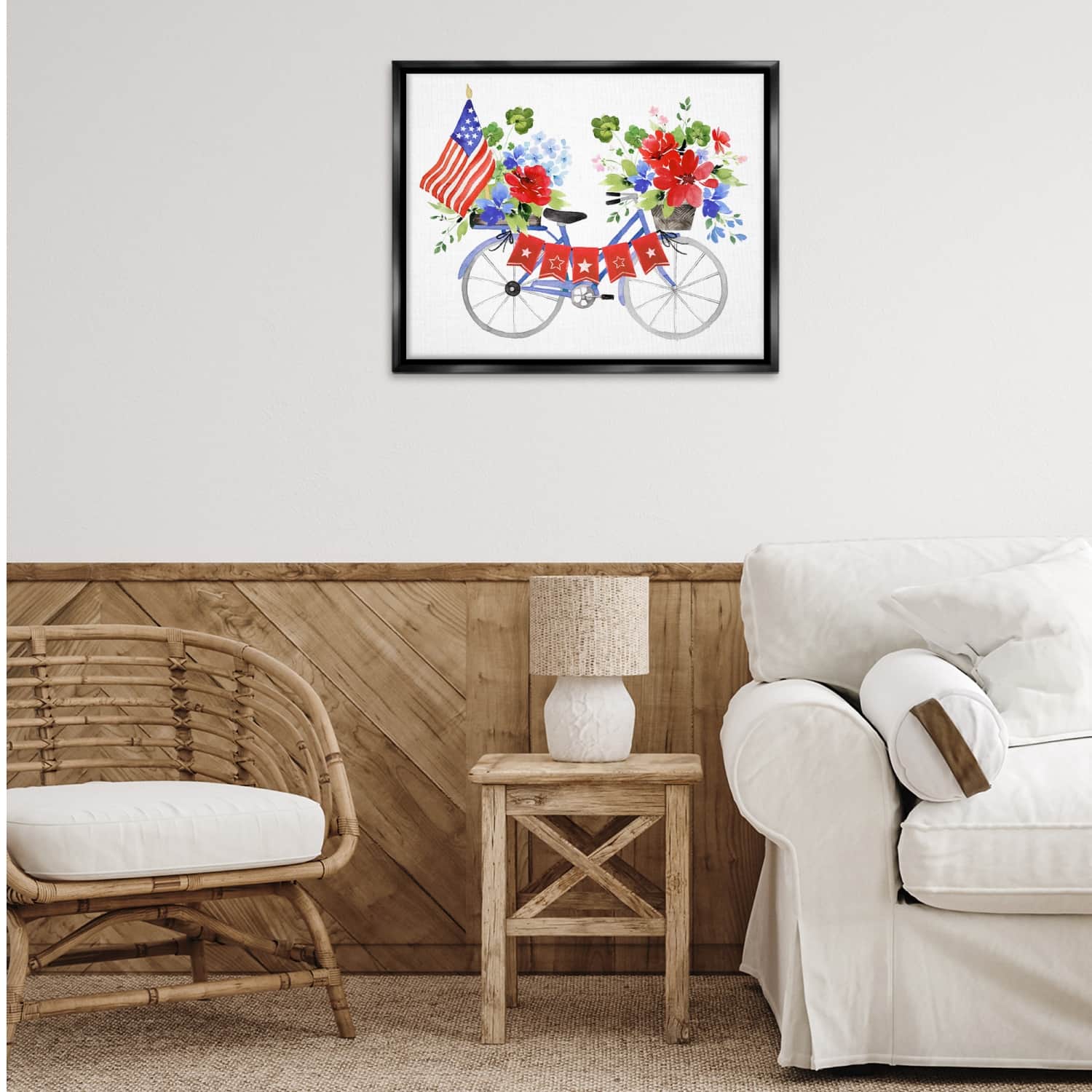 Stupell Industries Floral Americana Bicycle Floater Framed Art