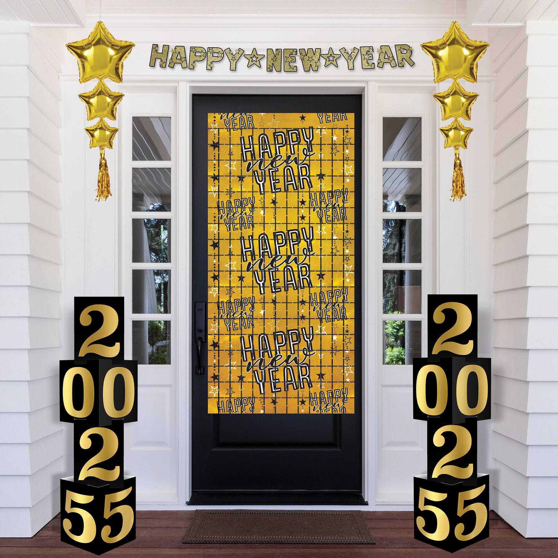 Beistle 6ft. x 3ft. Happy New Year Metallic Square Curtains, 2ct.