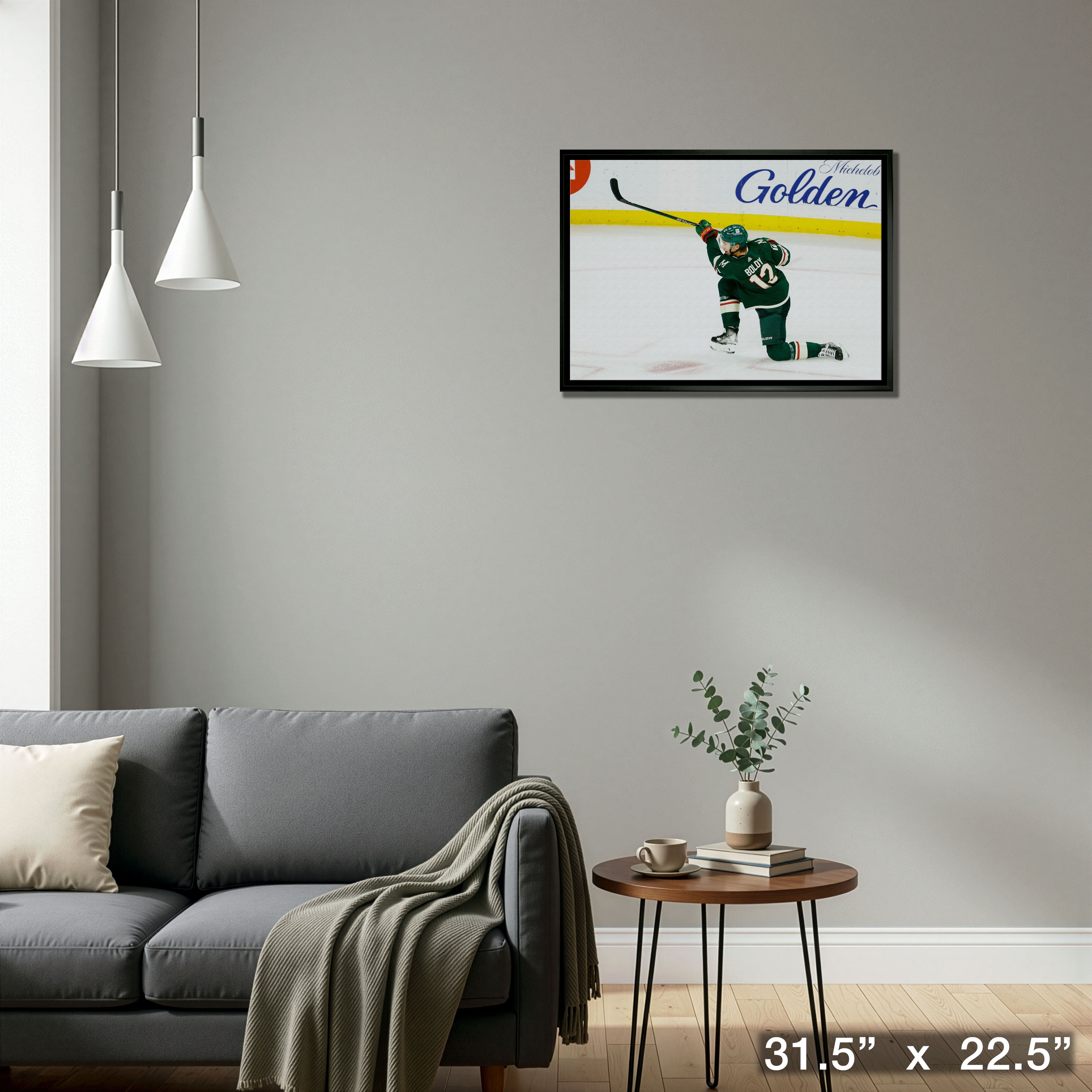 Matt Boldy 20" x 29" Framed Canvas Wild Shooting-H 31.5" x 22.5"