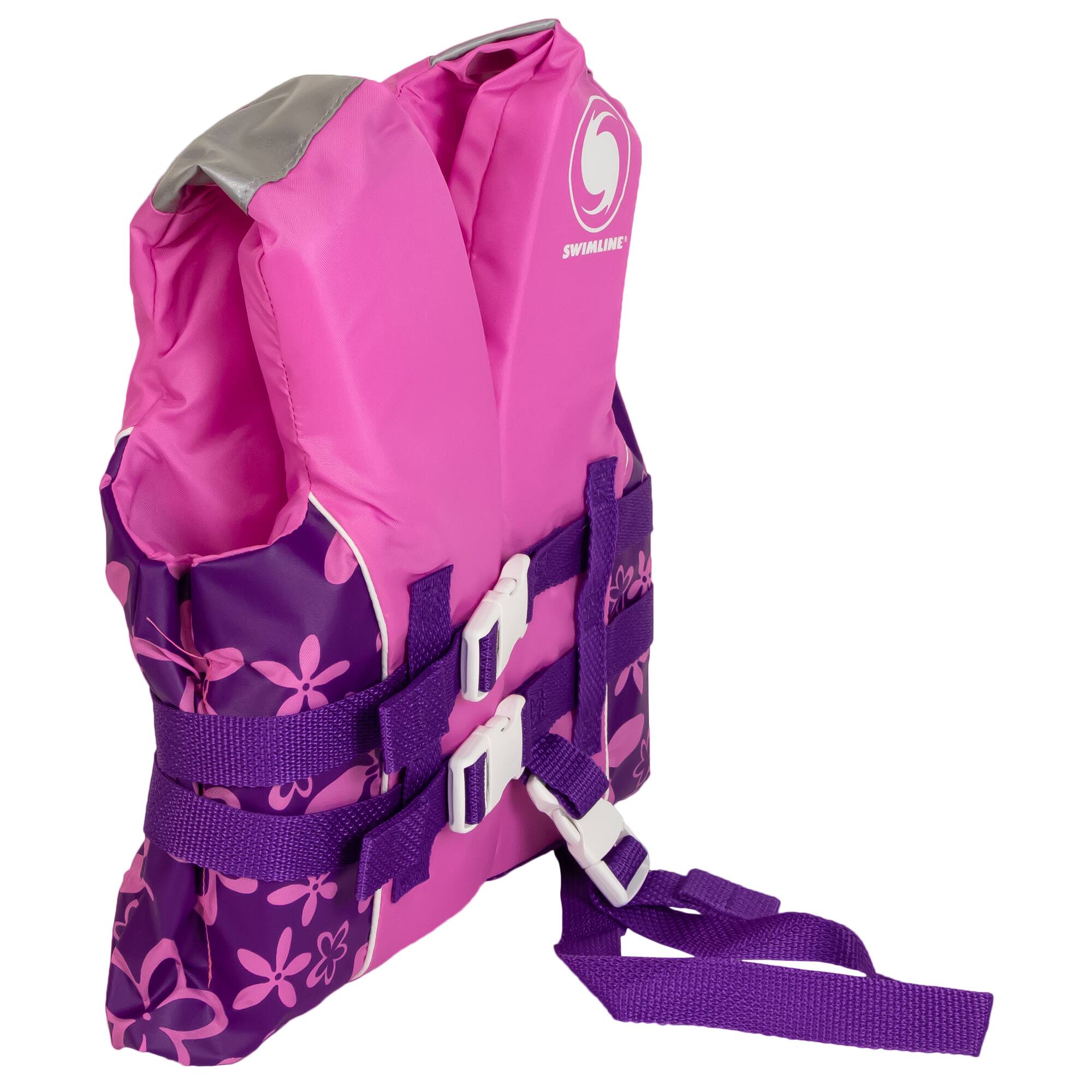 Swim Central Pink & Purple Floral Child Life Jacket Vest with Handle