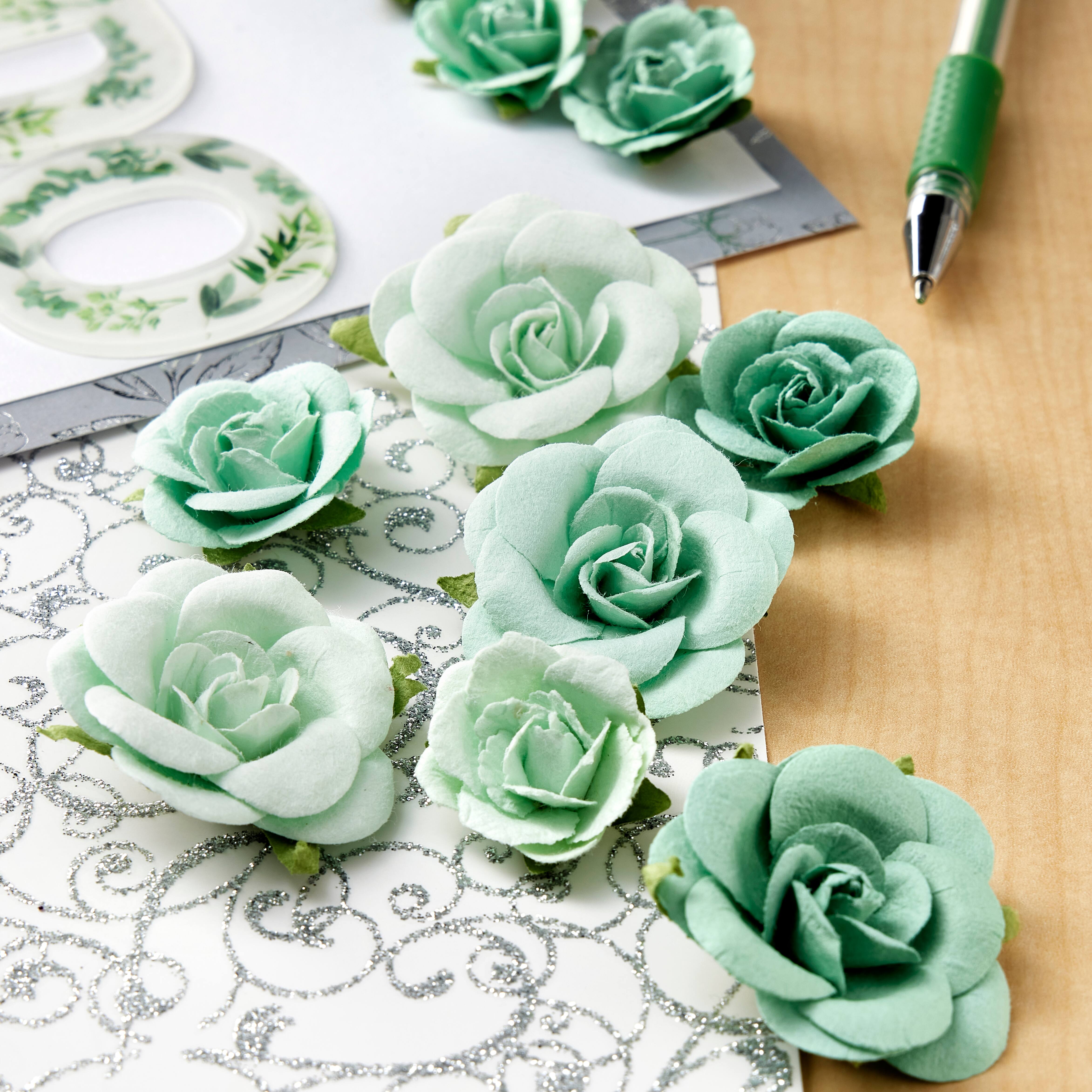 12 Packs: 12 ct. (144 total)  Signature™ Mint Sweetwater Rose Embellishments by Recollections™