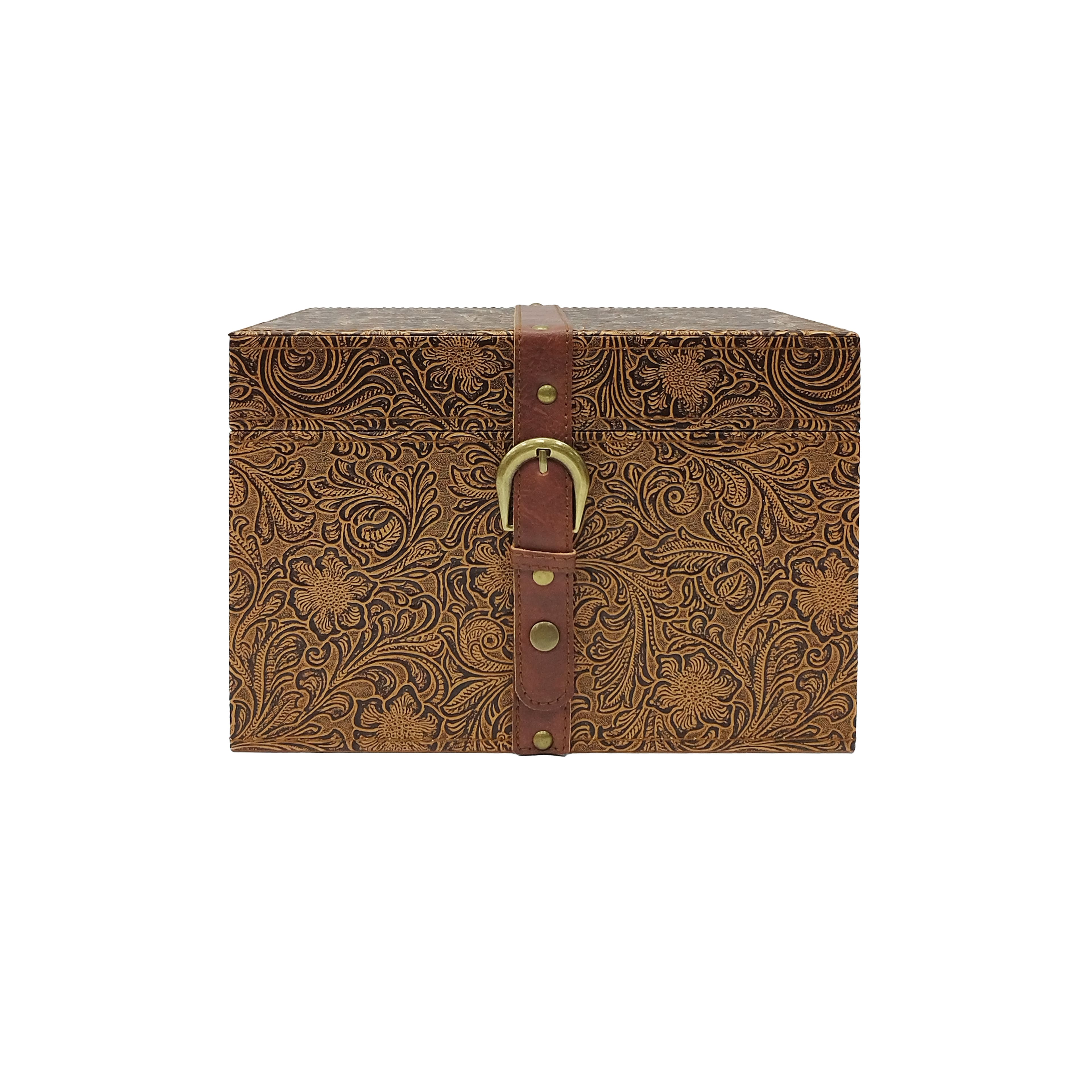 Brown Floral Embossed Faux Leather Box by Ashland