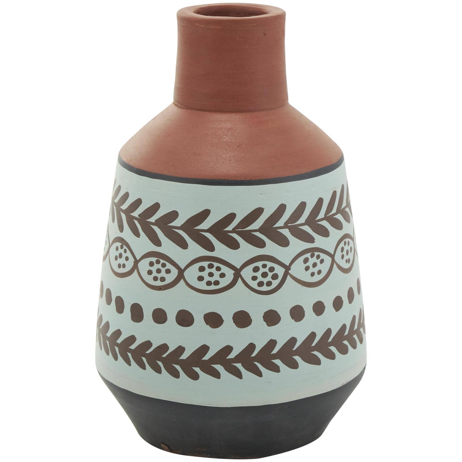 Orange Ceramic Floral Vase Set with 3 Different Patterns & Shapes
