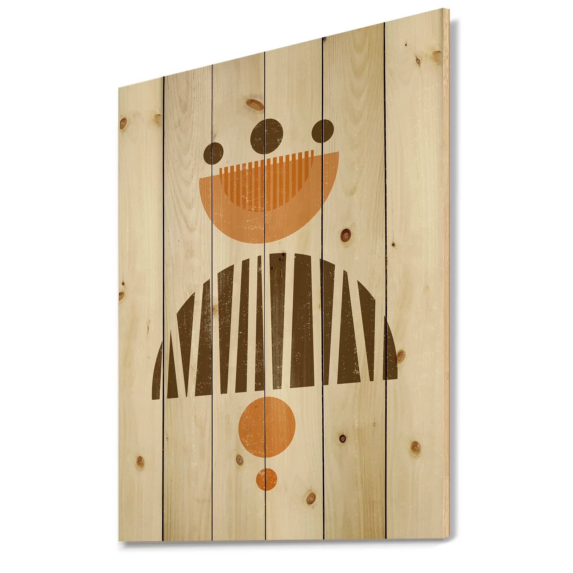Designart - Abstract Minimal Sun and Moon In Earth Tones IV - Modern Print on Natural Pine Wood