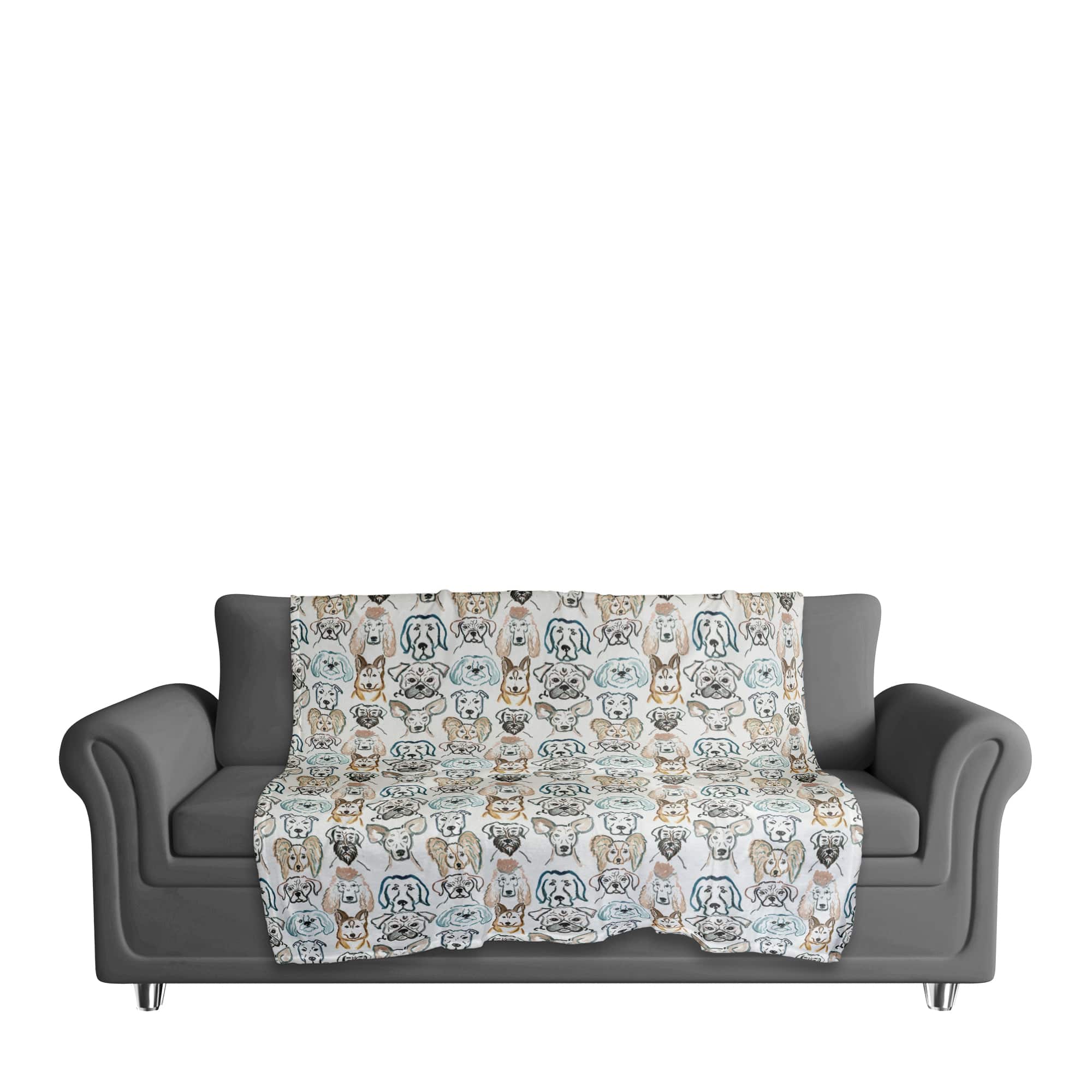Dog Face Sketch Pattern 2 50" x 60" Coral Fleece Blanket