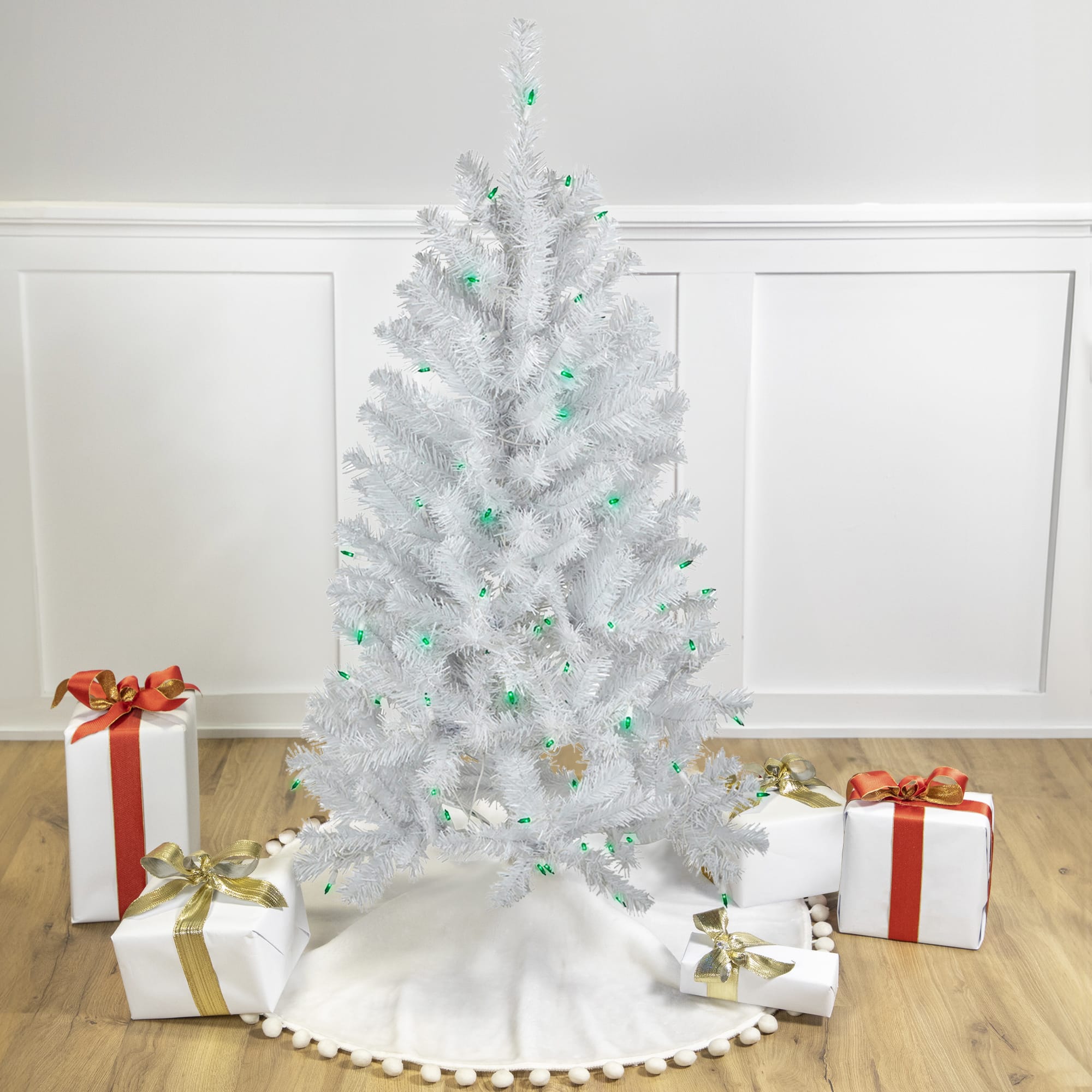 4Ft Pre-Lit White Artificial Christmas Tree, Green Lights By Northlight | 4 ft | Michaels®