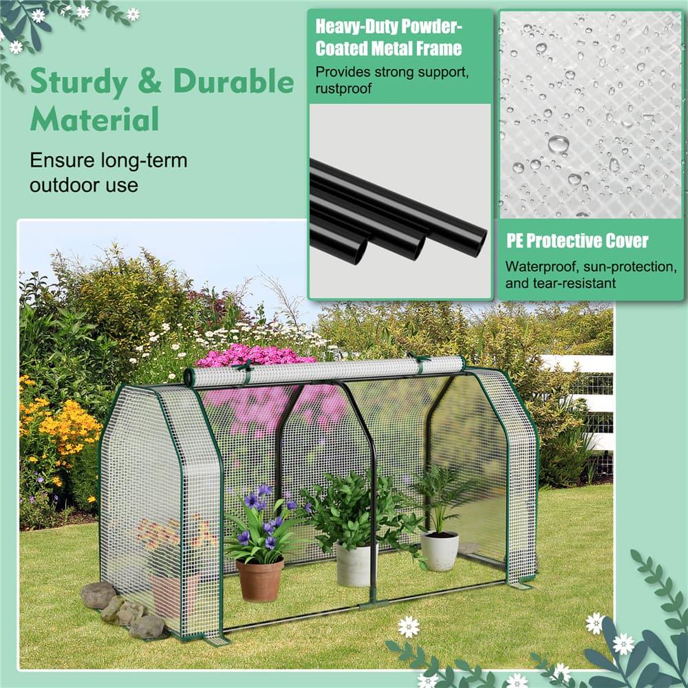 Costway 47" x 24" Portable Mini Greenhouse with 2 Zipper Doors & Ground Stakes