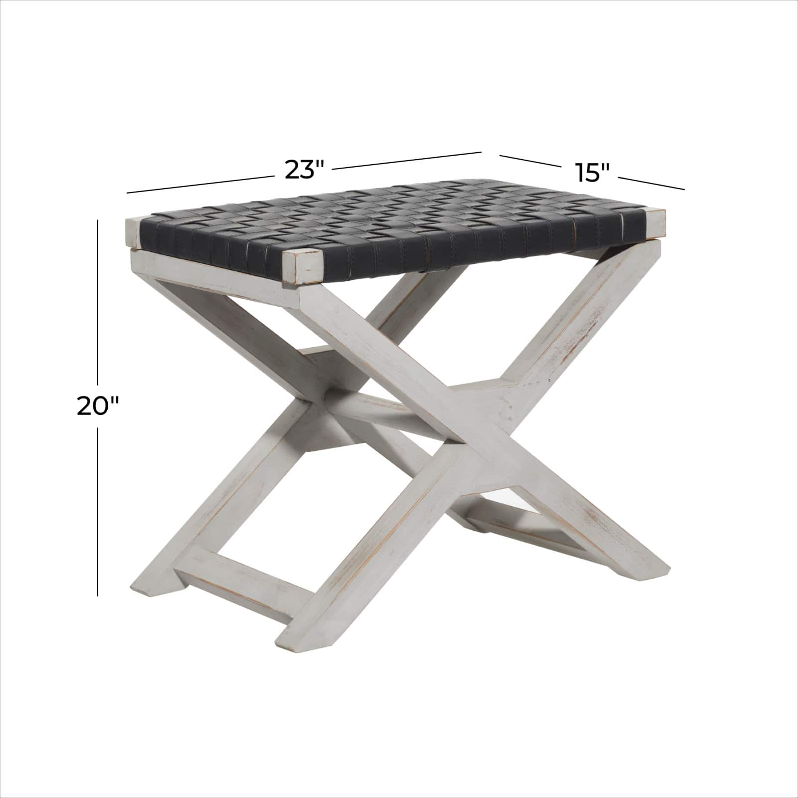 20" Black Wood Farmhouse Stool