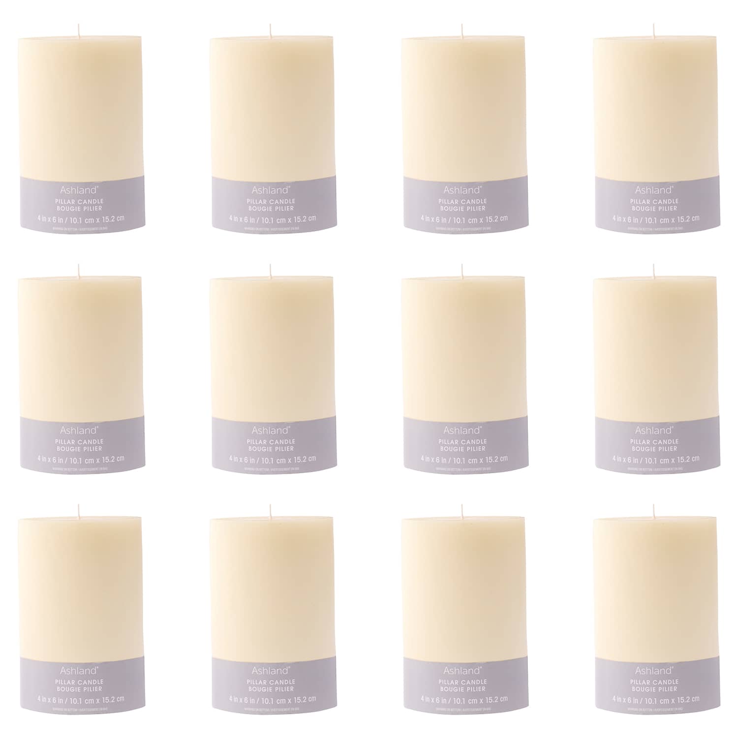 12 Pack: 4" x 6" Ivory Pillar Candle by Ashland®