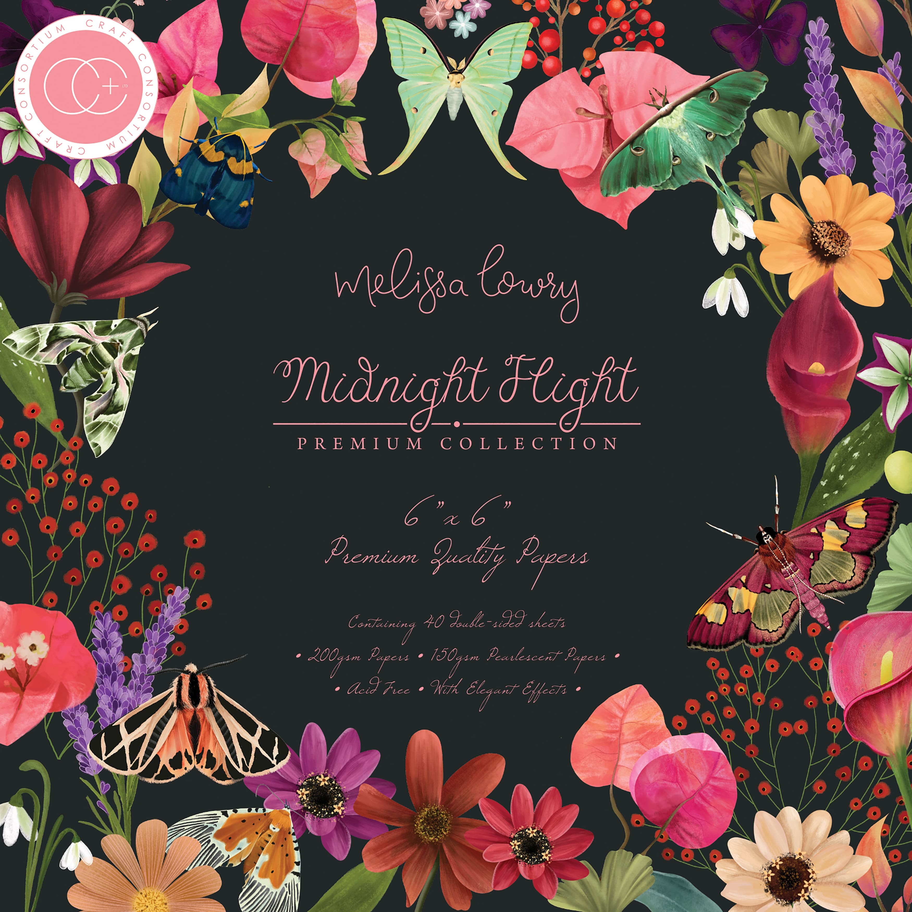 Craft Consortium Midnight Flight Double-Sided Paper Pad, 6" x 6"