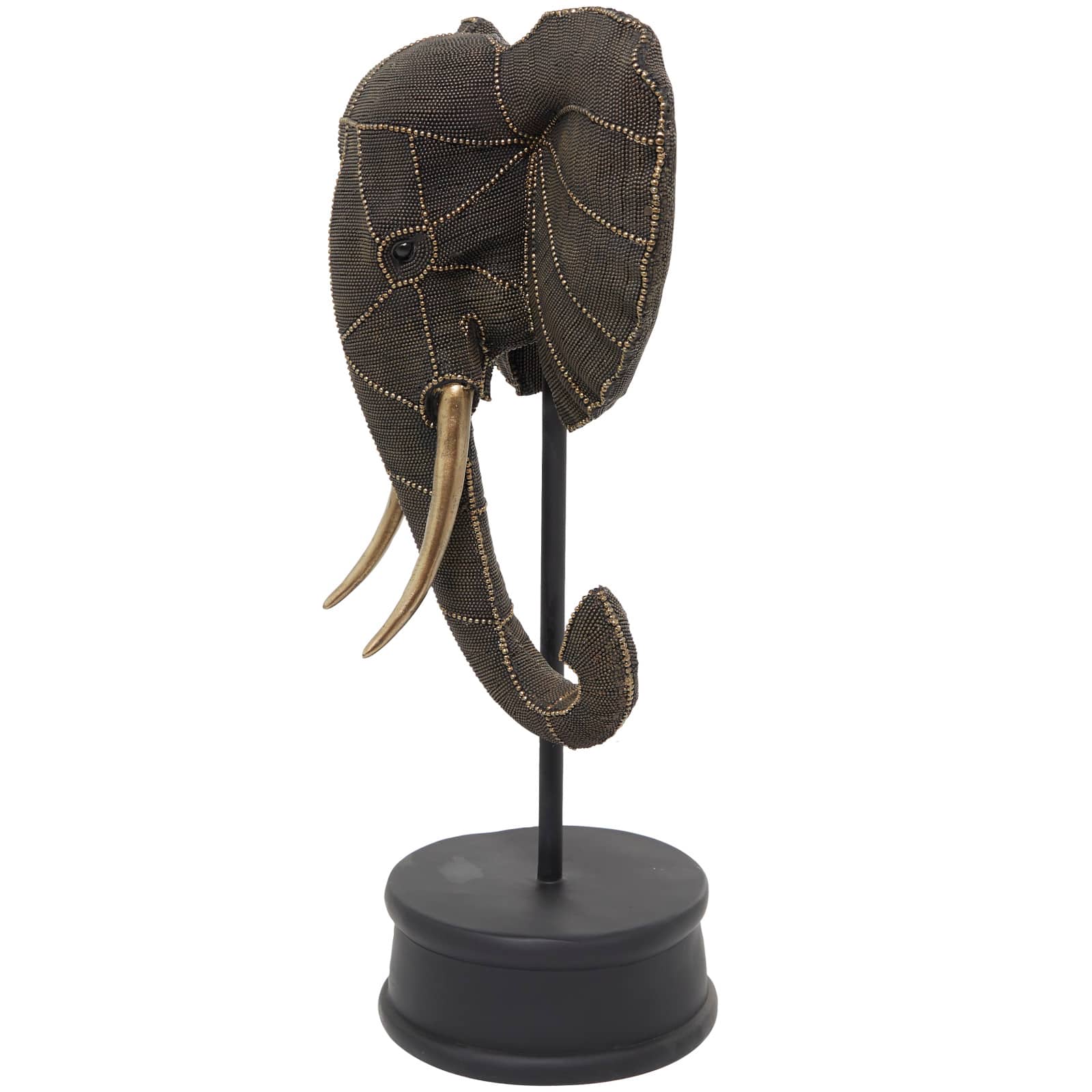 27" Black Polystone Elephant Sculpture