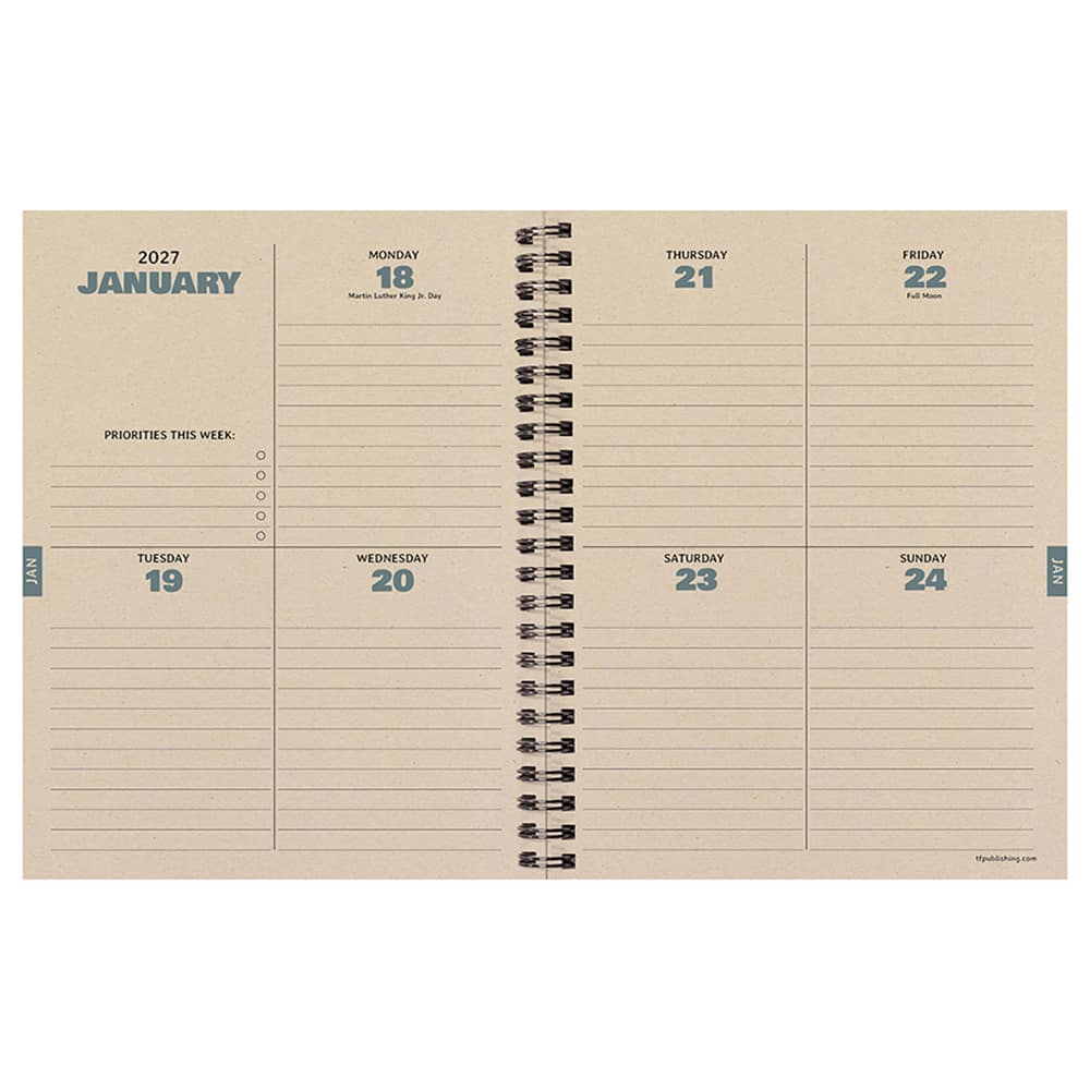 July 2026 - June 2027 Blue Flannel Medium Weekly Monthly Planner