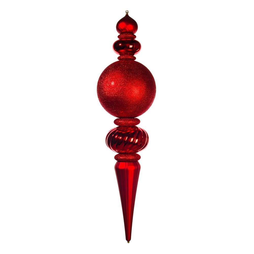 Vickerman 62" Red Shiny, Matte & Glitter Finishes Finial Ornament