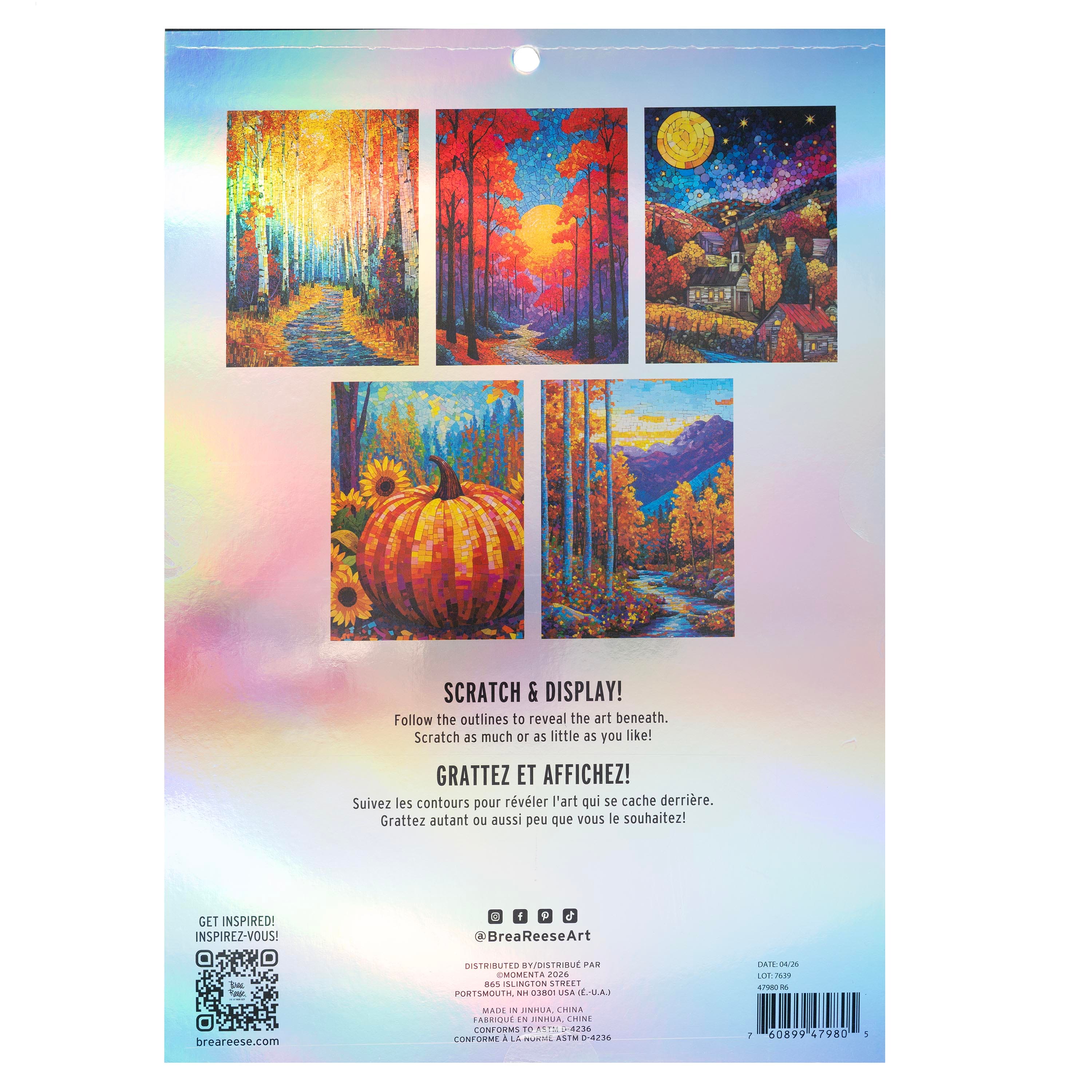 Brea Reese® 9" x 12" Autumn Mosaic Scratch Art Paper Pad