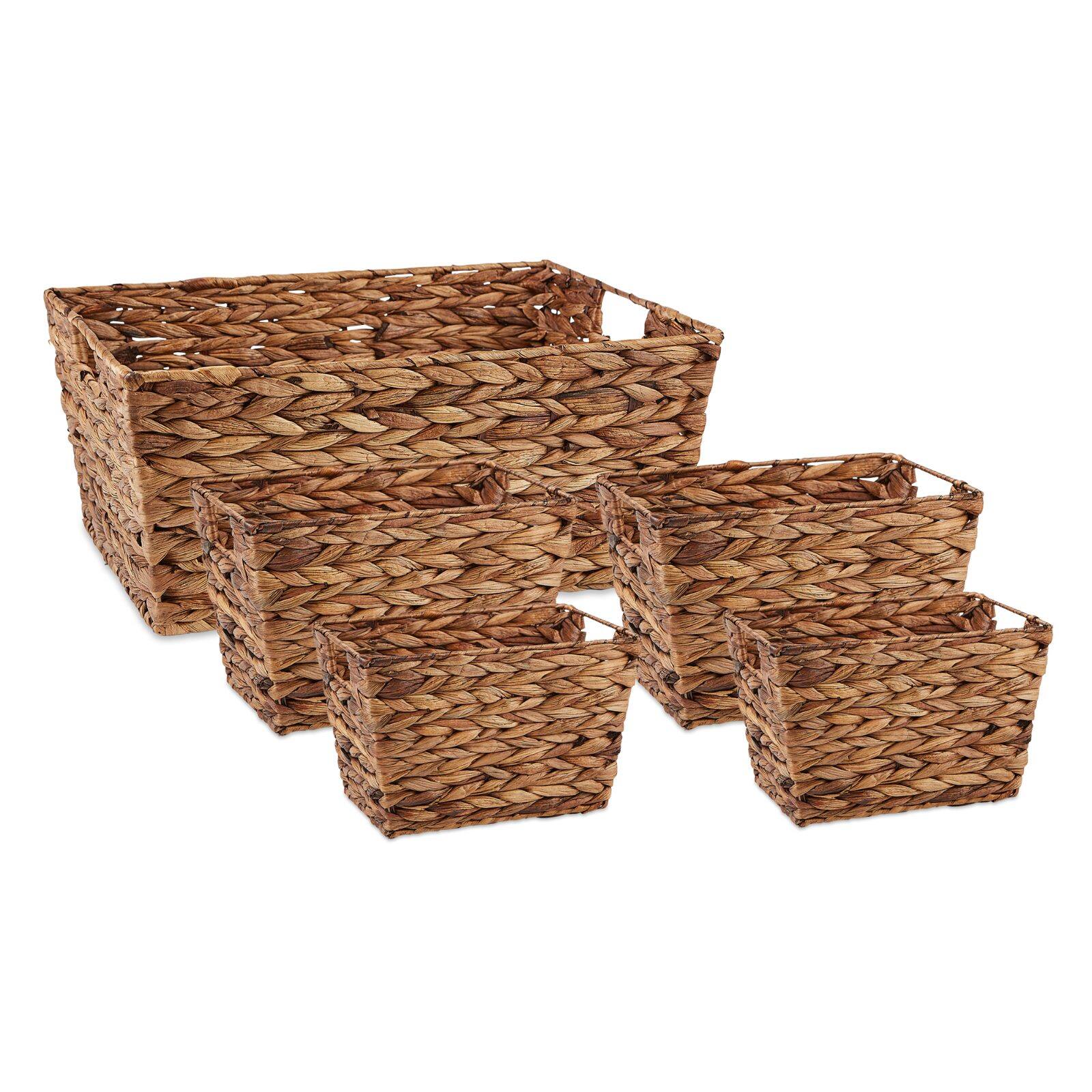 DII® Dark Brown Water Hyacinth Basket Set