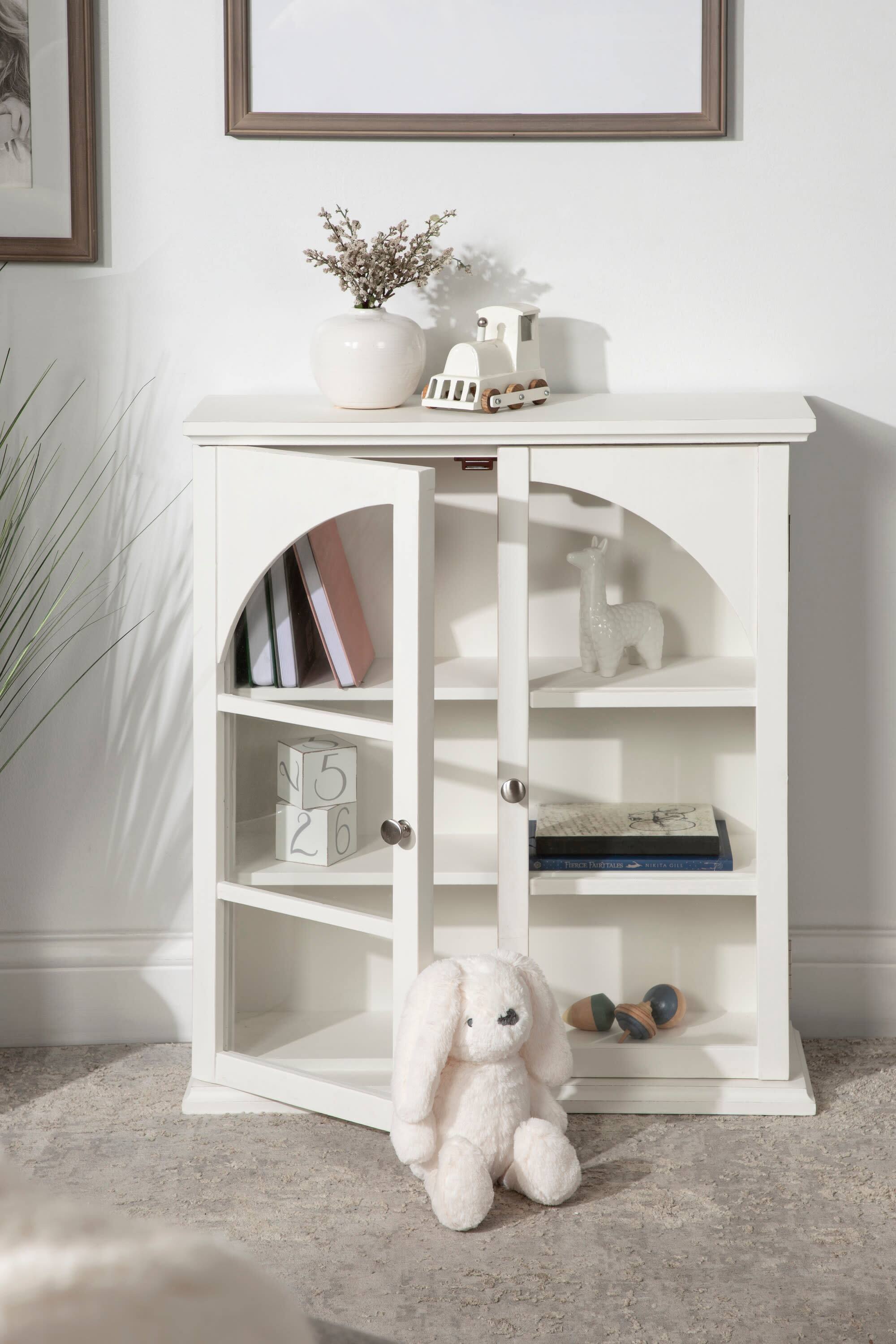 Kate and Laurel White Walsted Decorative Wood Arch Cabinet