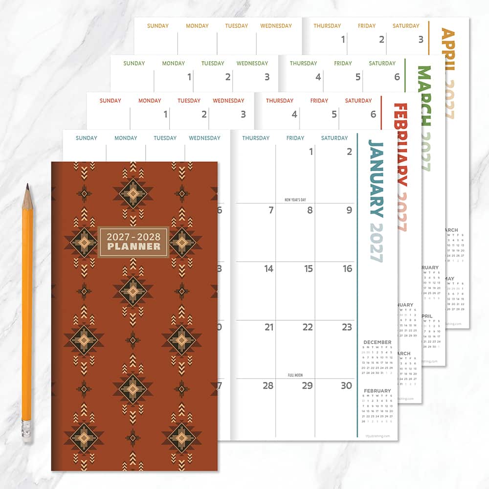 2027-2028 Rusted Small Monthly Pocket Planner