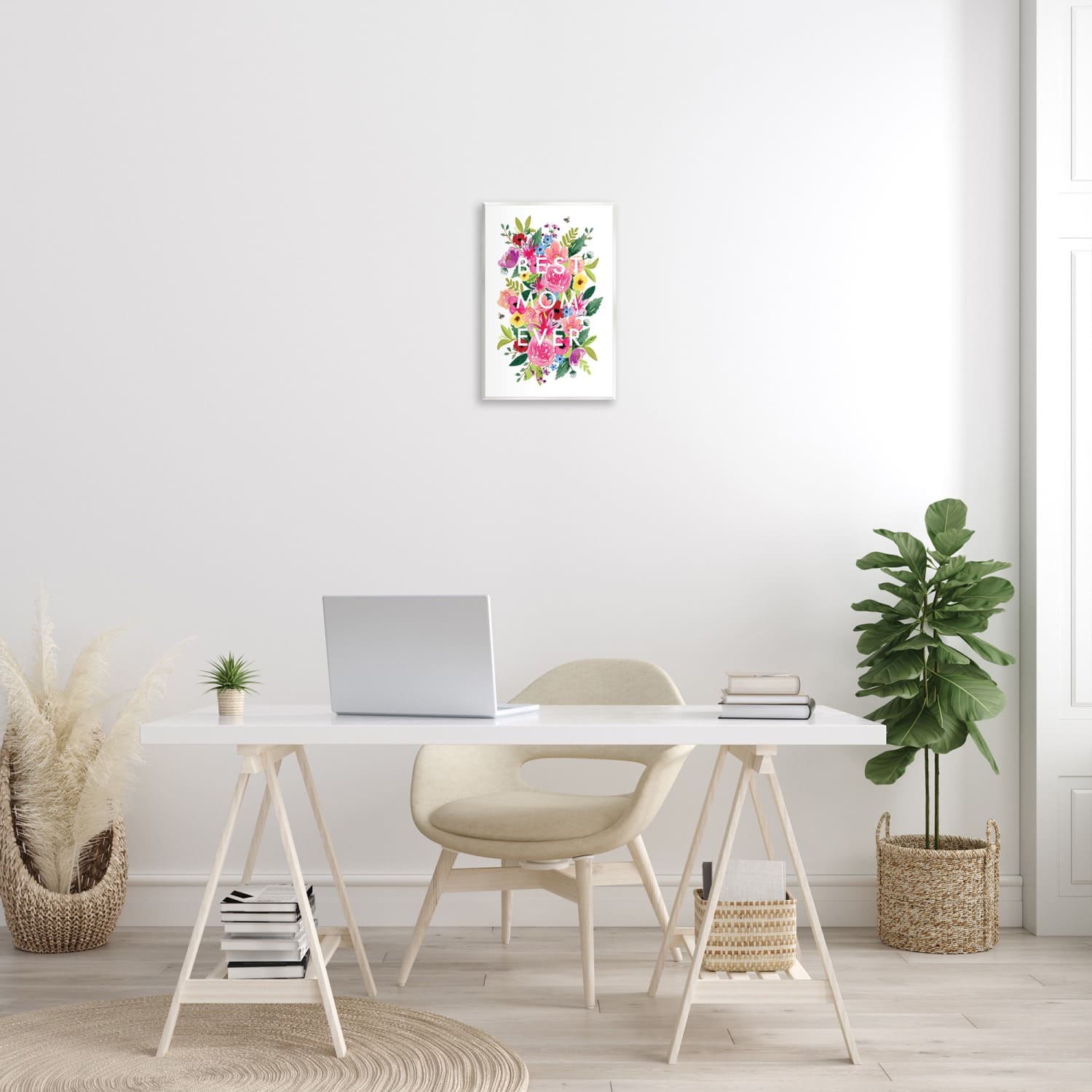 Stupell Industries Floral Best Mom Ever Wall Plaque Art