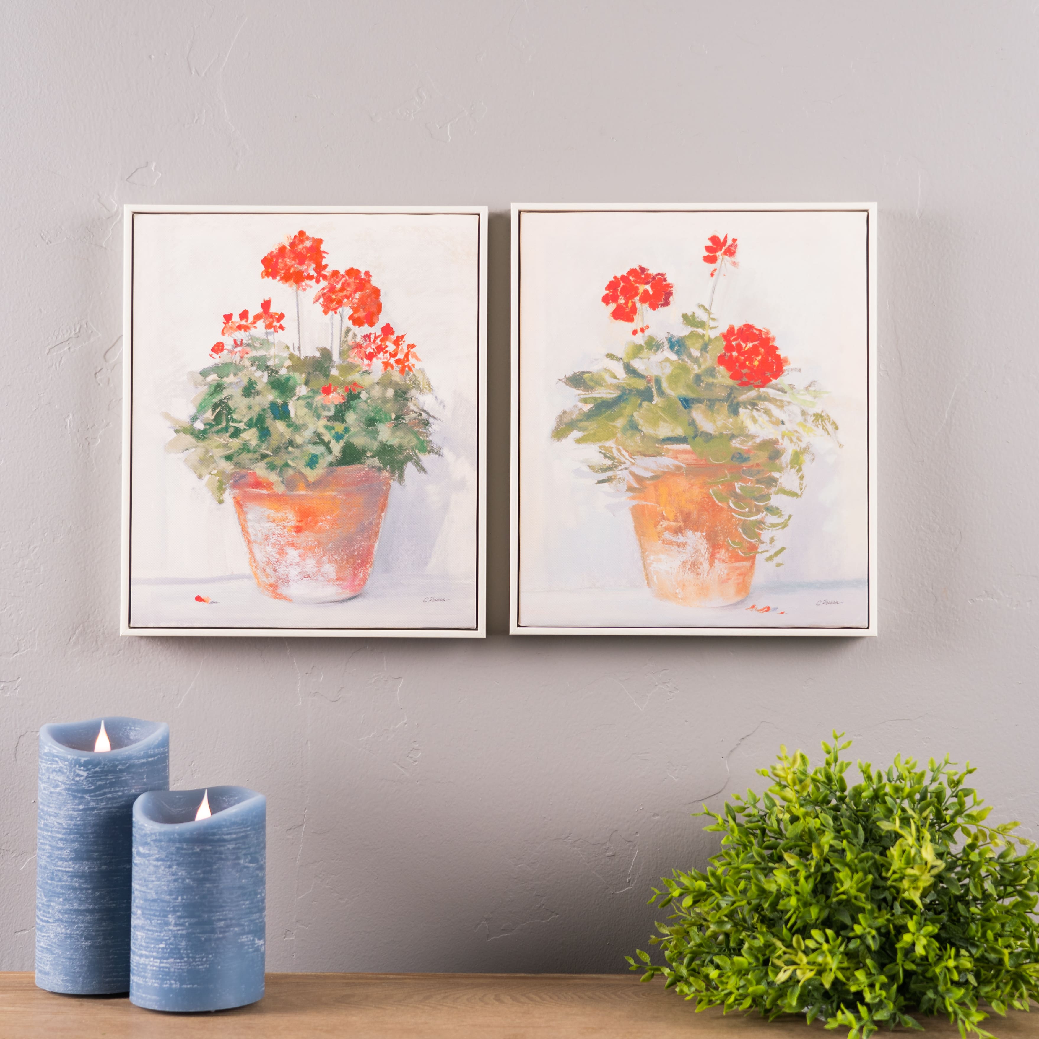 Framed Potted Geranium Print Set