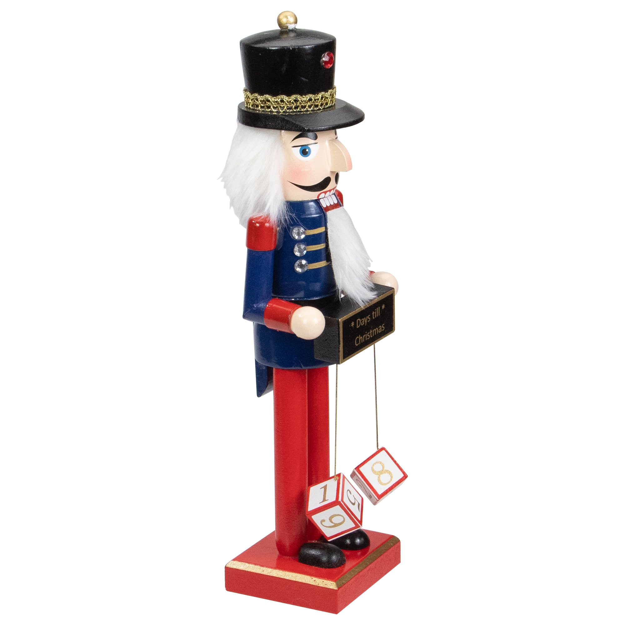 14" Wooden Nutcracker with Christmas Countdown Sign