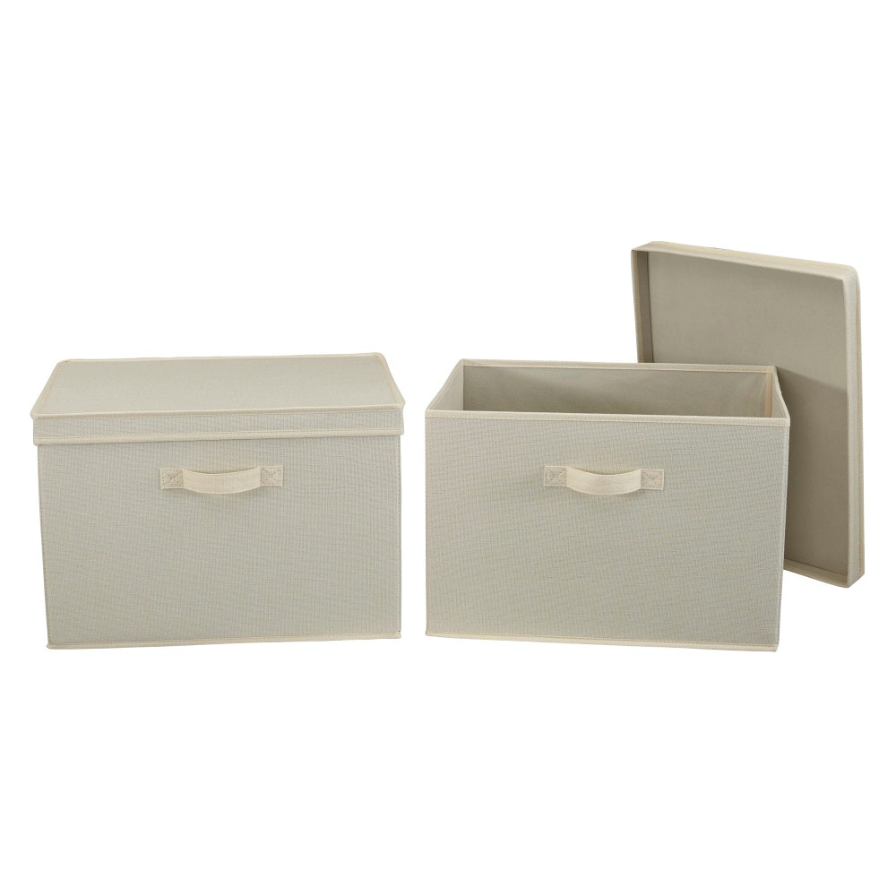 Household Essentials Canvas Storage Boxes with Lids, 2ct.