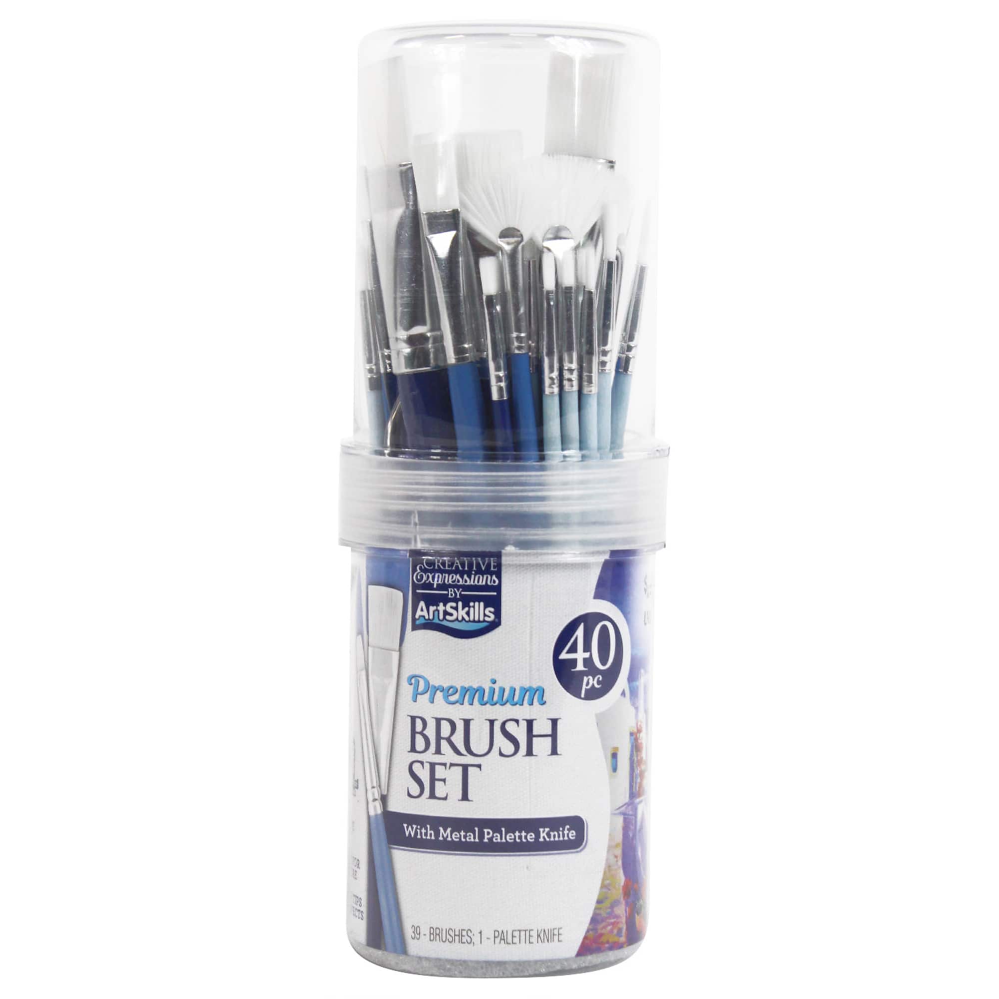 ArtSkills® 40-Piece Premium Paint Brush Set with Palette Knife & Storage Tube