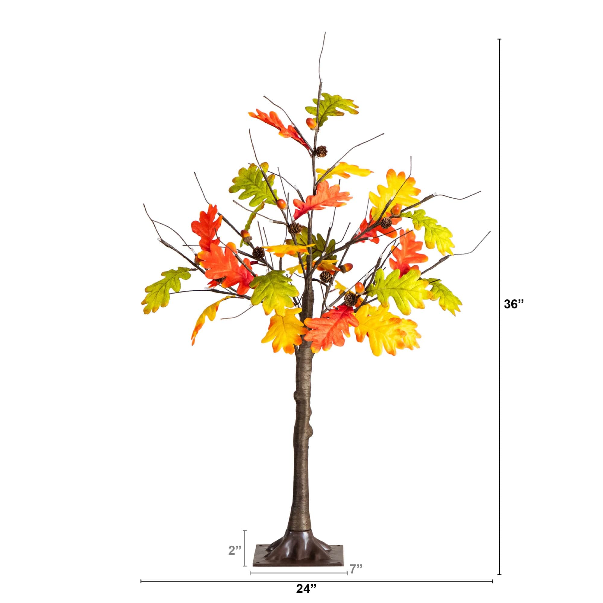 3ft. Pre-Lit Autumn Maple Artificial Fall Tree with Pinecones, Acorns and 36 Warm White LED Lights