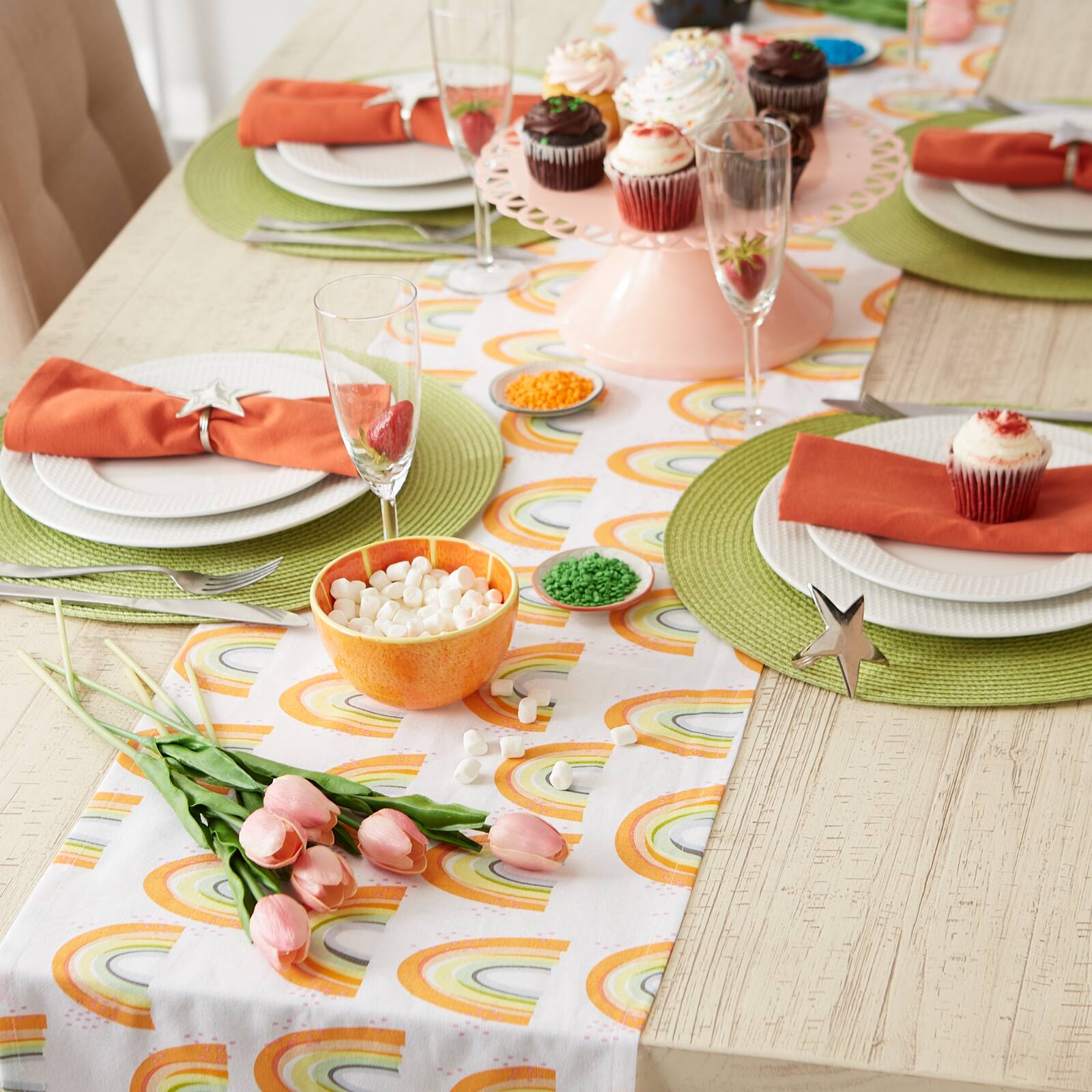Rainbow Print Table Runner 14" x 108"