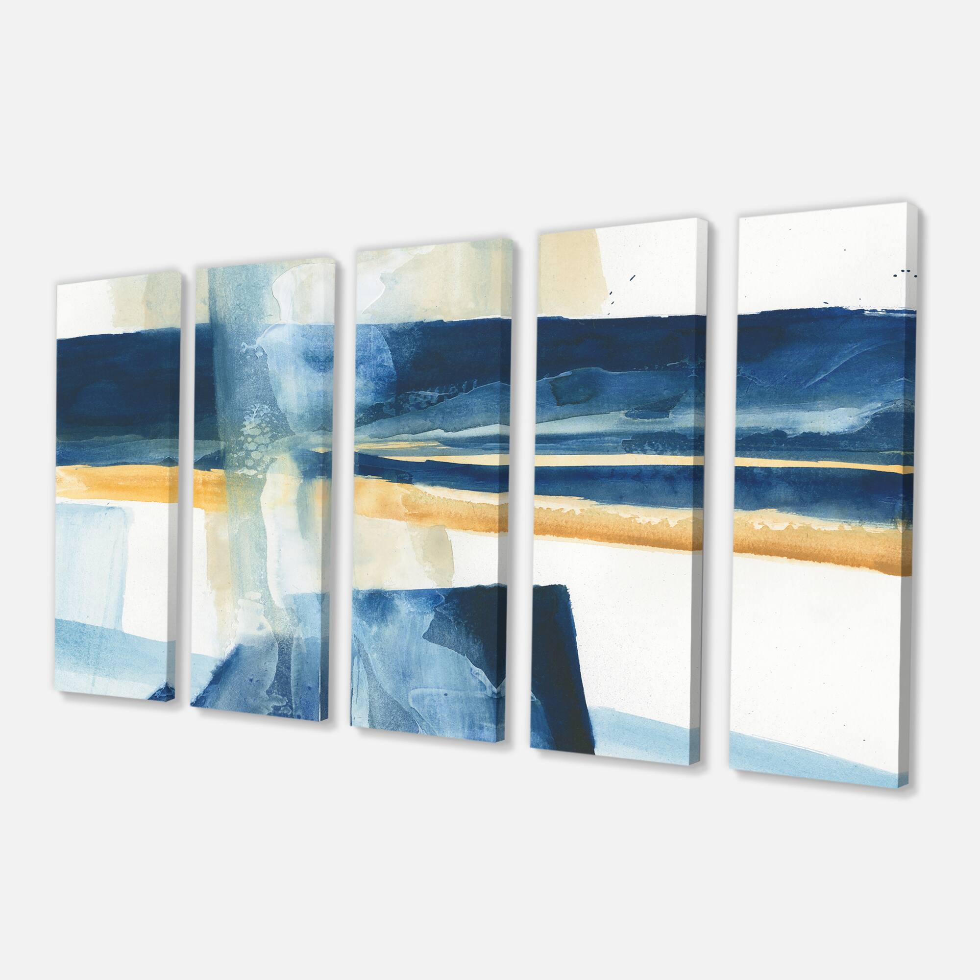 Designart - Indigo Panel IV - Glam Modern Gallery-wrapped Canvas