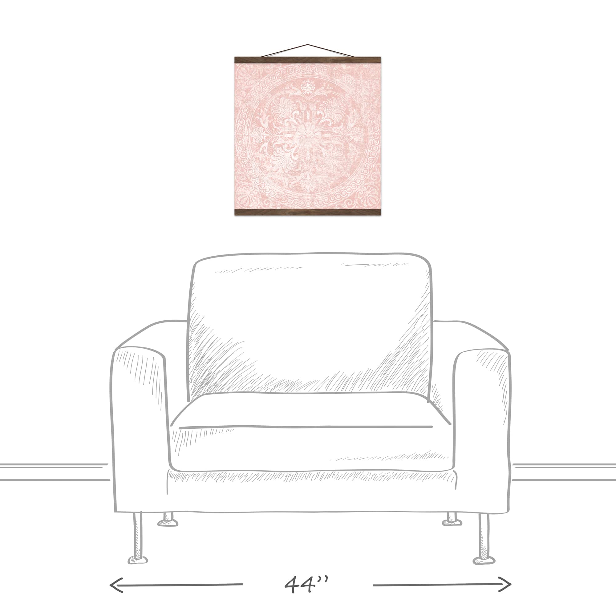 Distressed Blush Element Teak Hanging Canvas