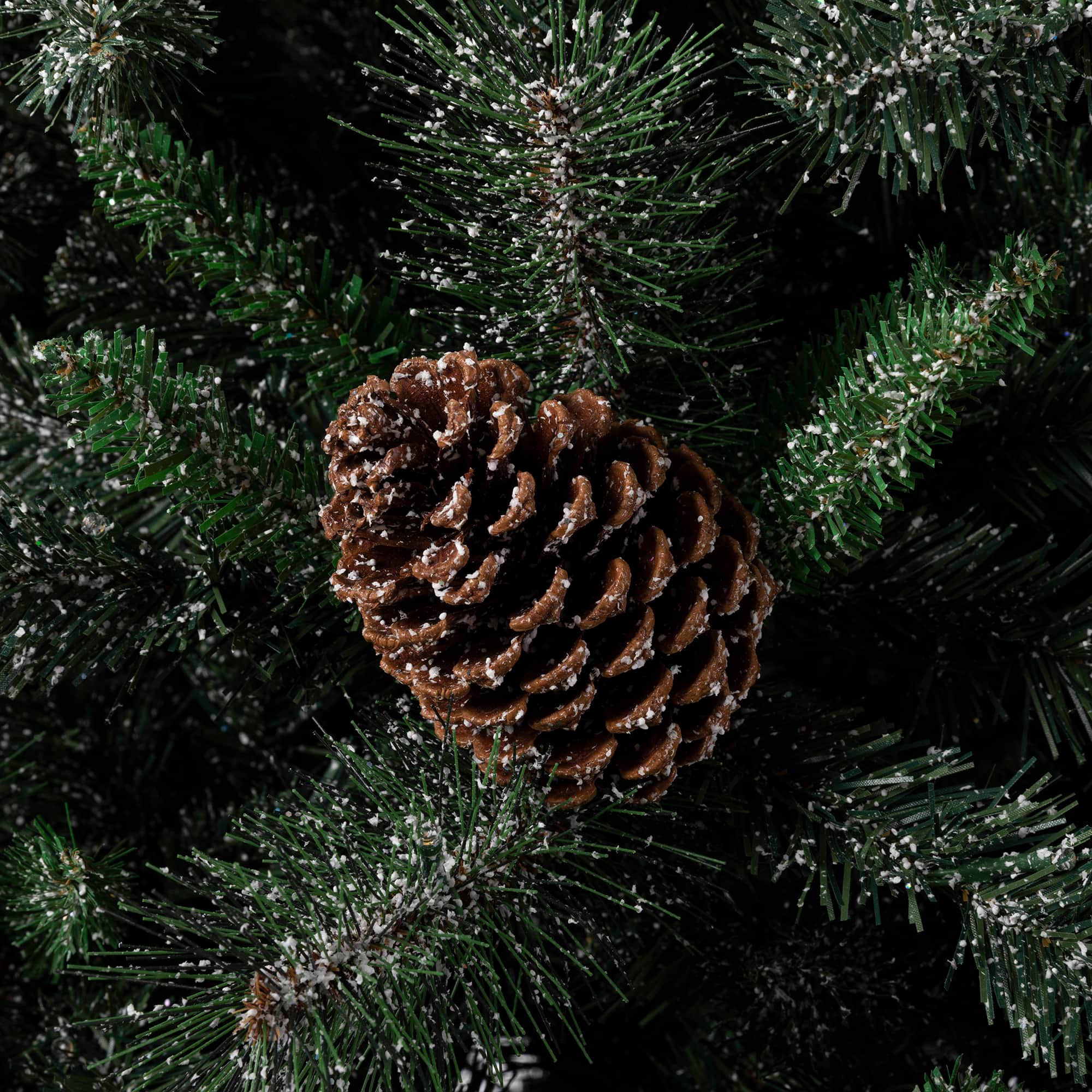 2 Pack 4ft. Pre-Lit Flocked Pinecone & Berry Fir Artificial Christmas Tree in Planter, Warm White Lights