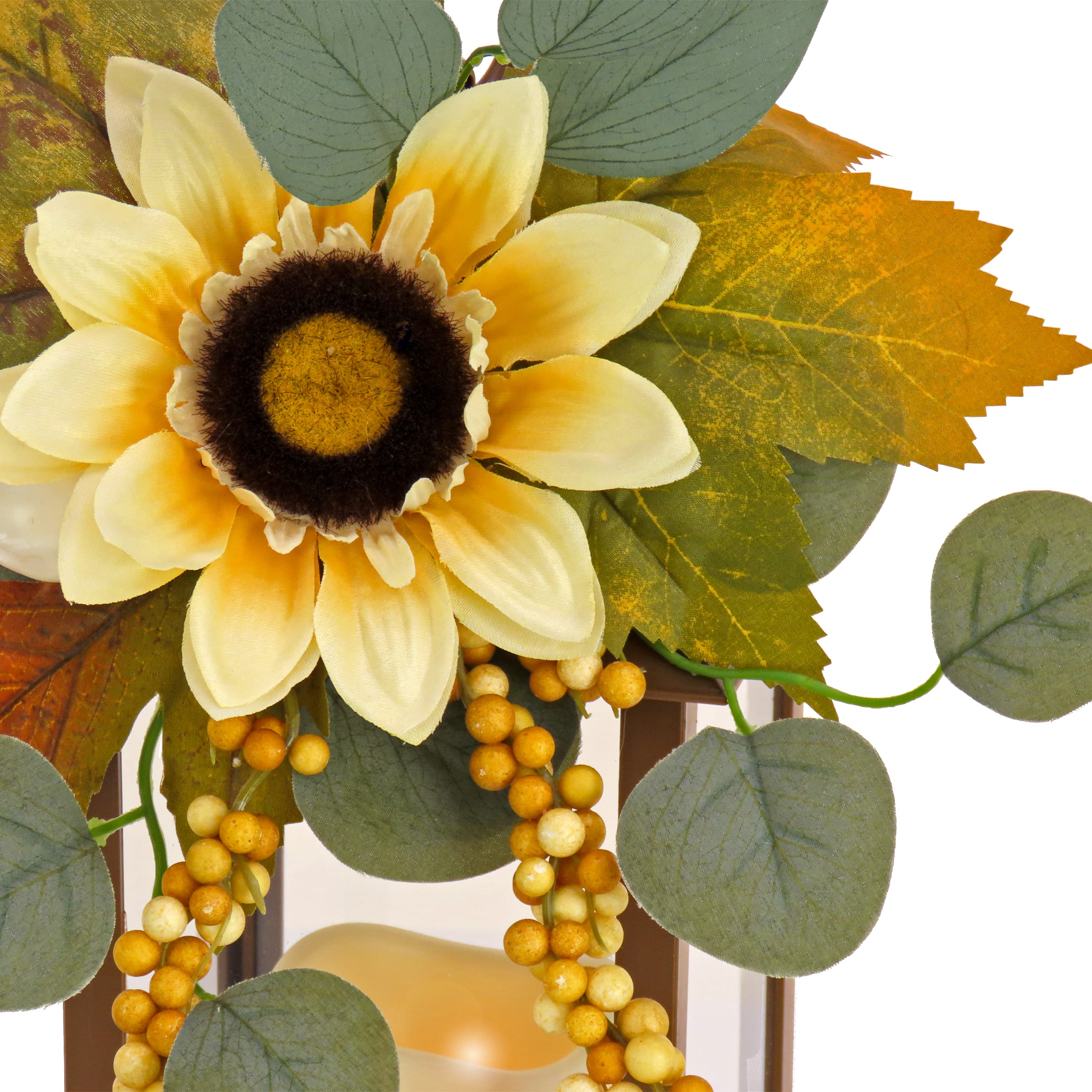 13" Harvest Lantern Decoration with 1 LED Candle