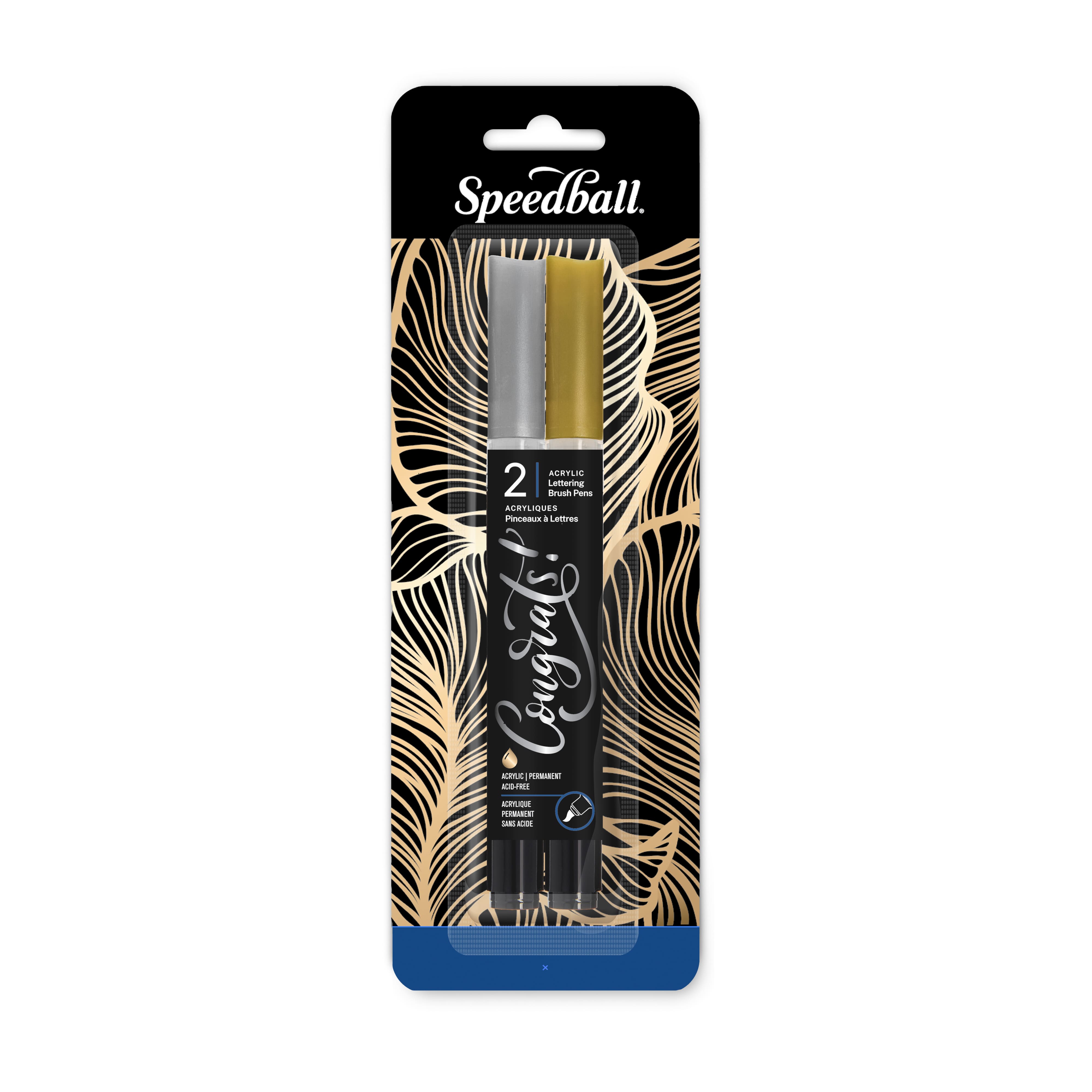 Speedball® Gold & Silver Acrylic Lettering Brush Pens Set