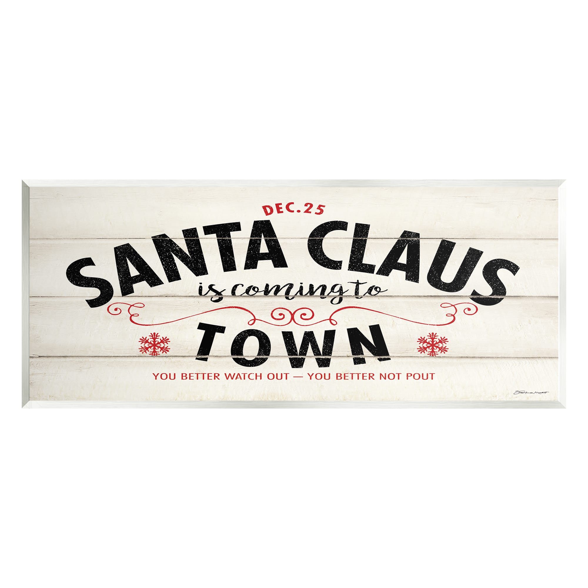 Stupell Industries Santa Claus Coming To Town Rustic Wall Plaque Art