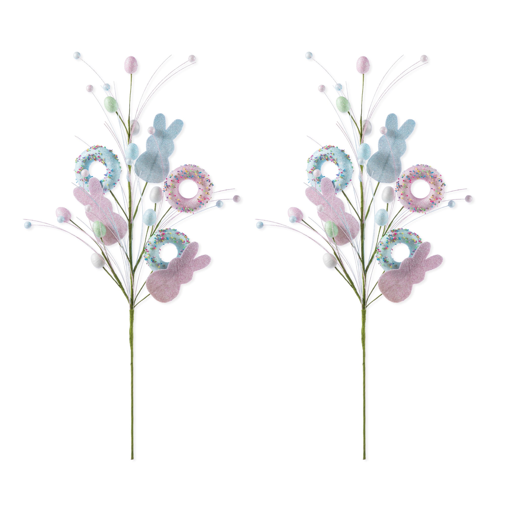 Glitzhome® 28" Easter Glitter Egg, Bunny & Donuts Picks Set