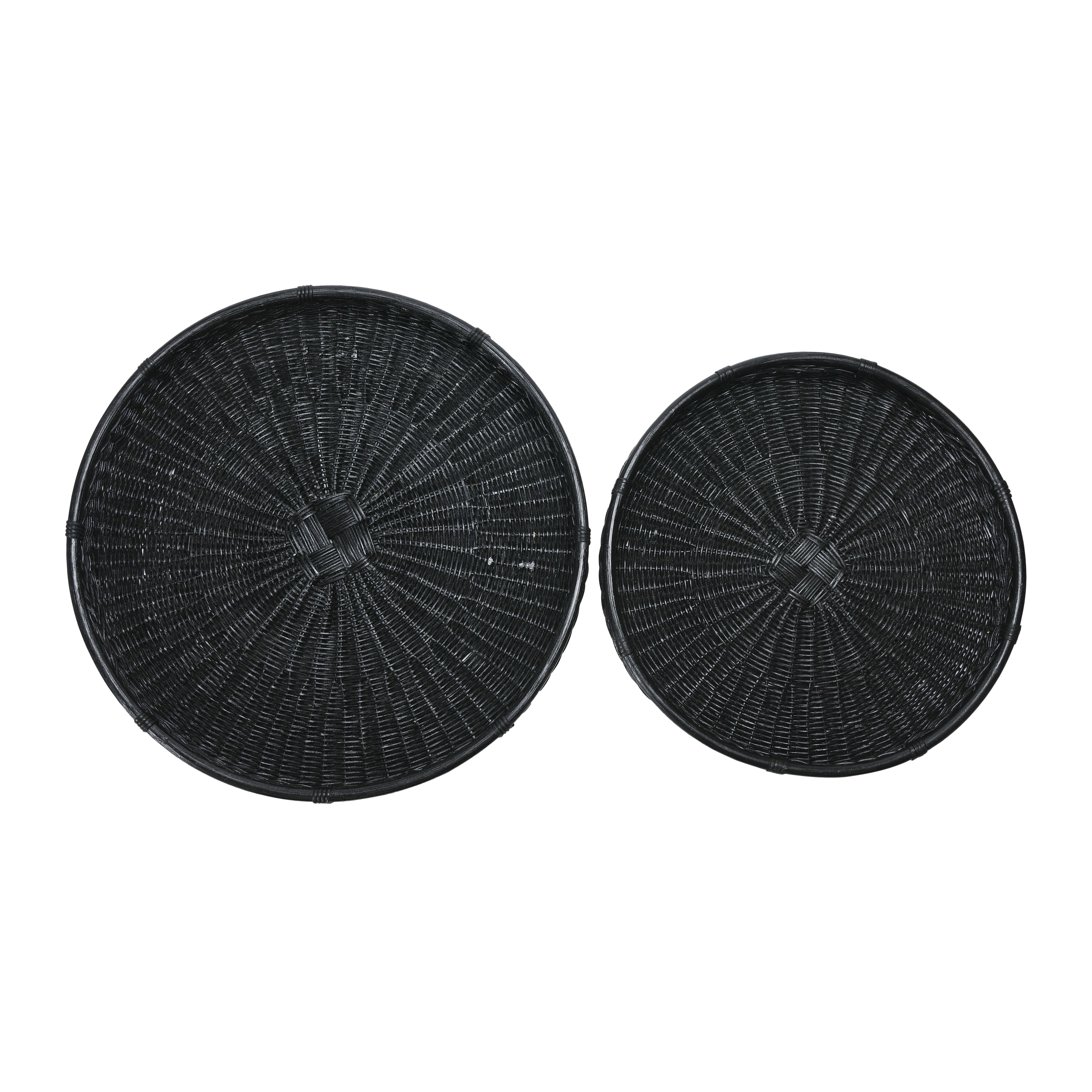 Hello Honey® Black Wicker Trays with Handle Set