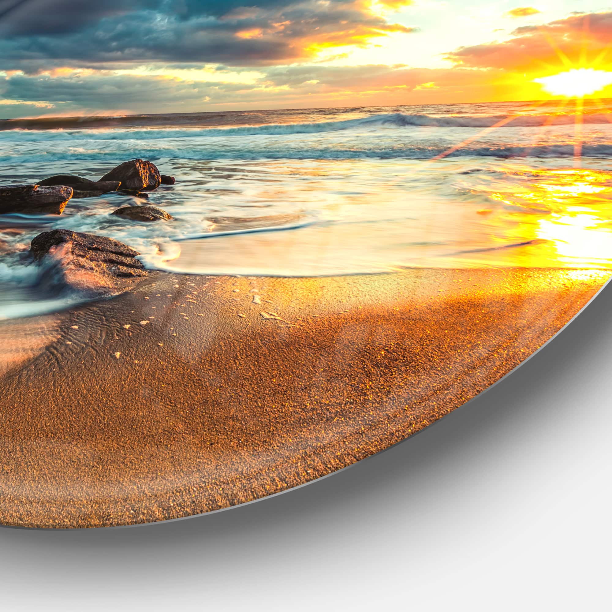 Designart - Beautiful Cloudscape over the Sea' Beach Metal Circle Wall Art