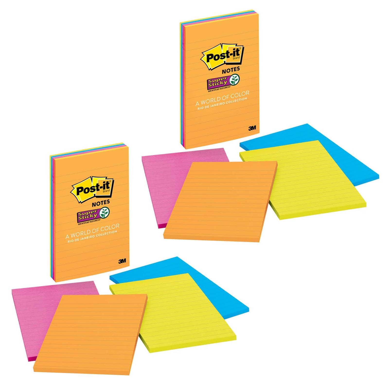 Post-it® 4" x 6" Multicolor Super Sticky Notes, 4 Packs of 45