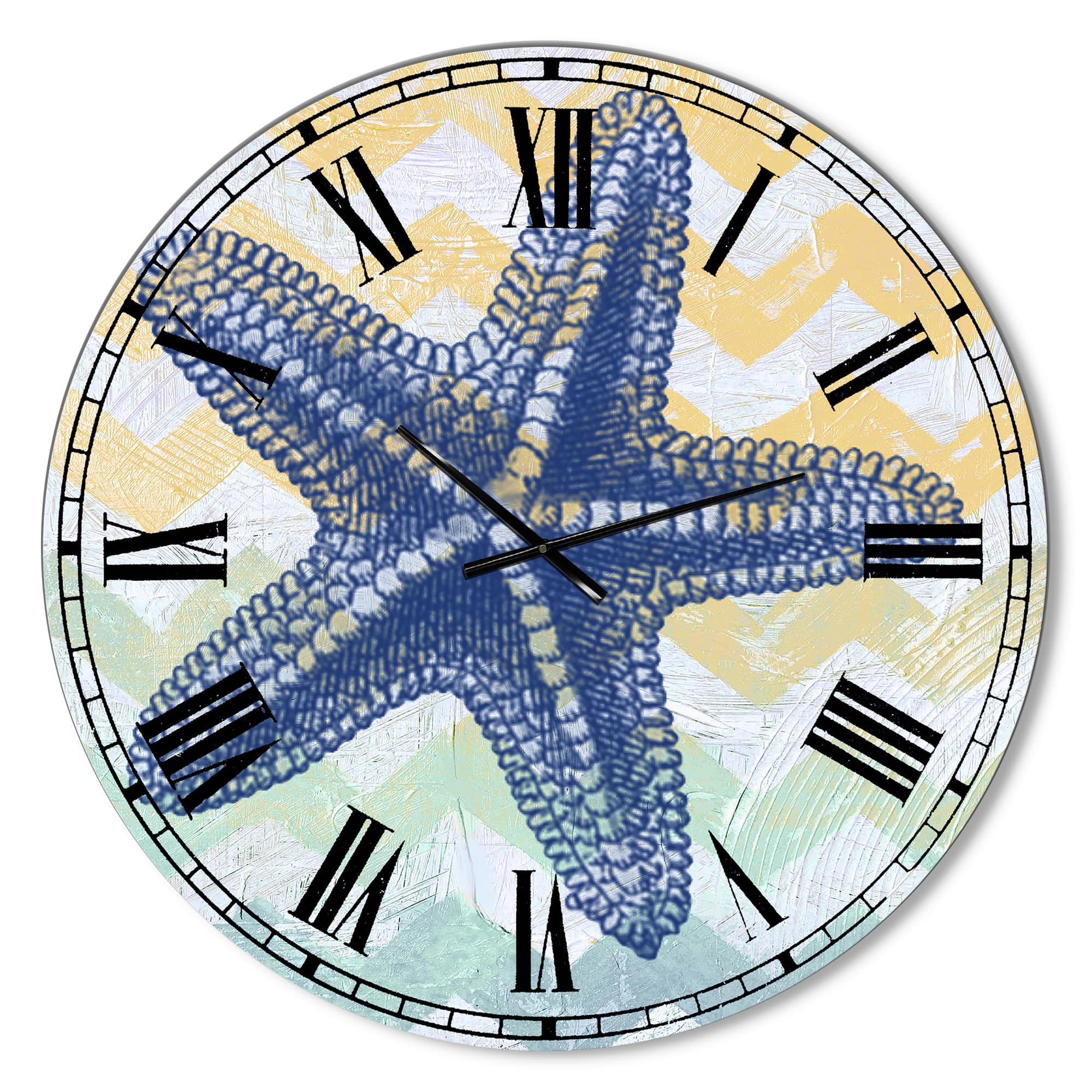Designart Chevron-Star Fish-7914 Large Nautical & Coastal Wall Clock