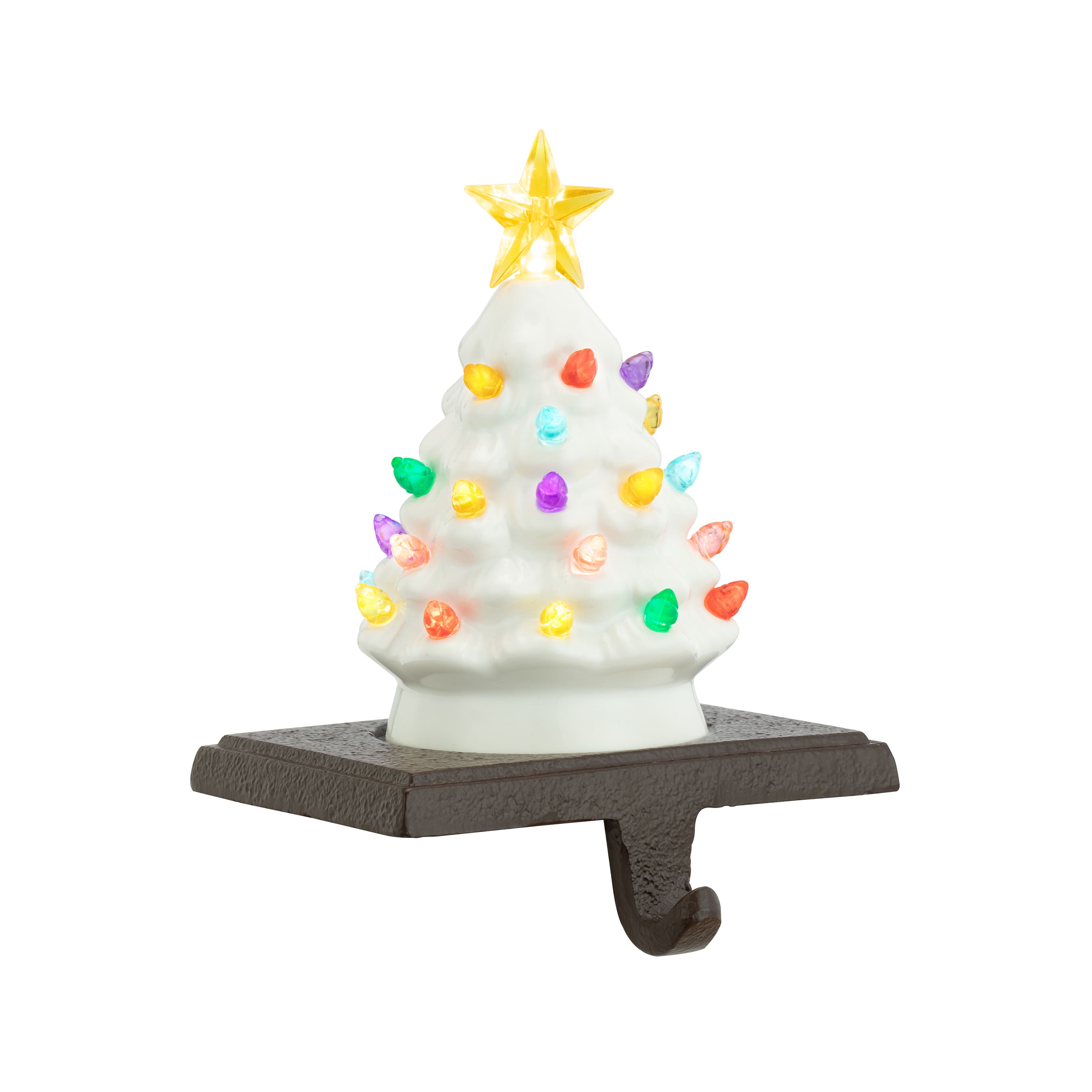White Tree Illuminated Stocking Hanger