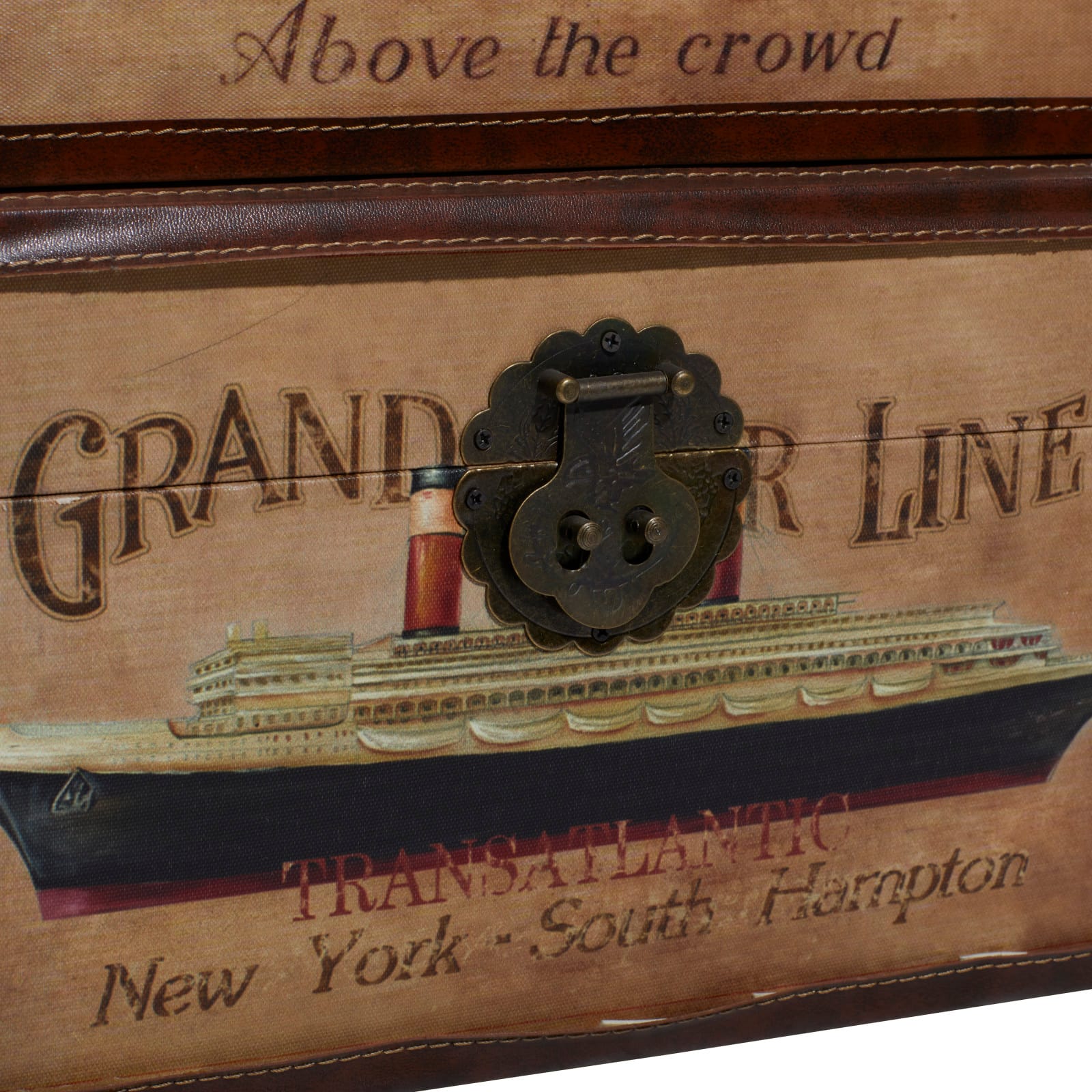 Set of 3" Brown Wood Vintage Trunk, 17", 15", 12"