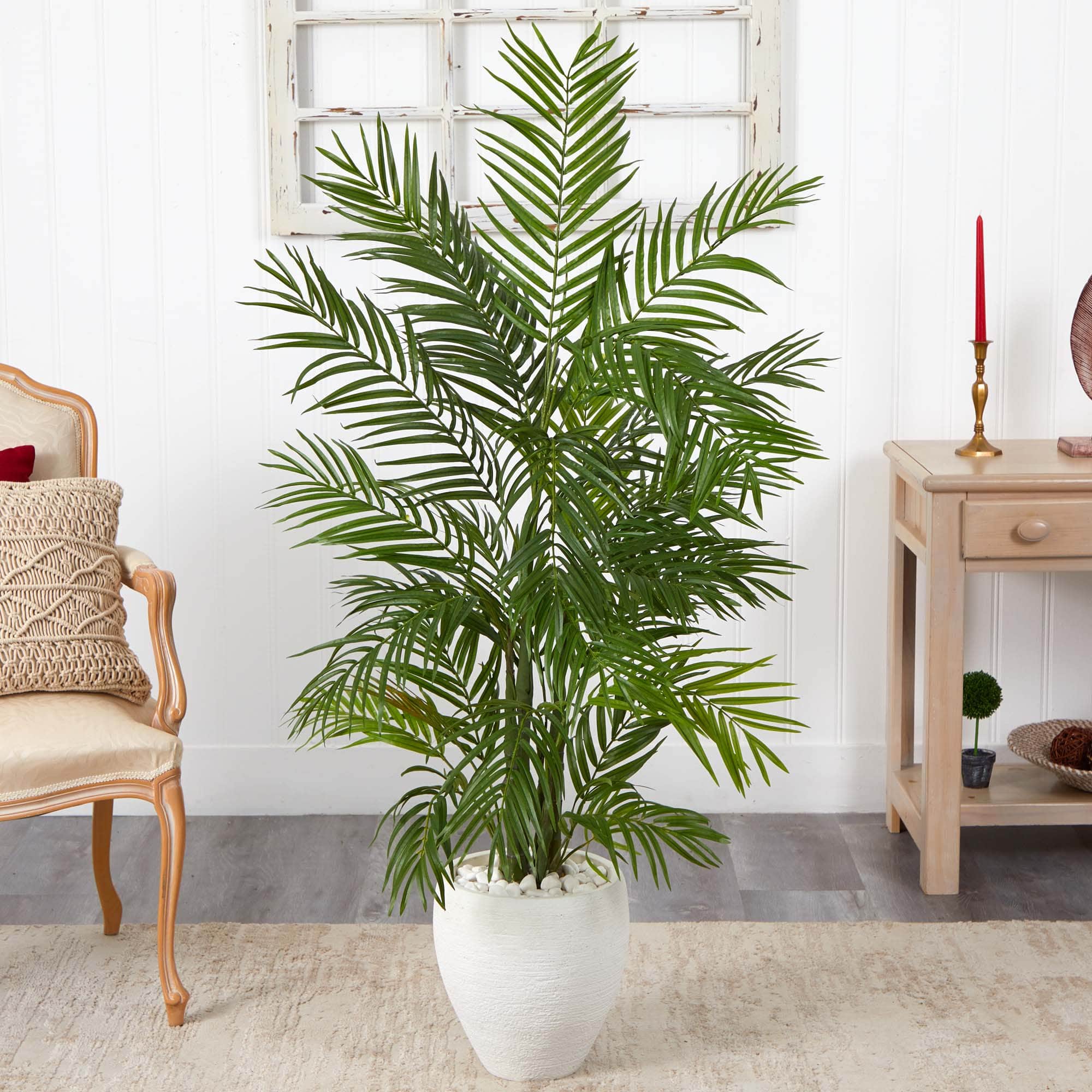 5ft. Areca Palm Artificial Tree in White Planter