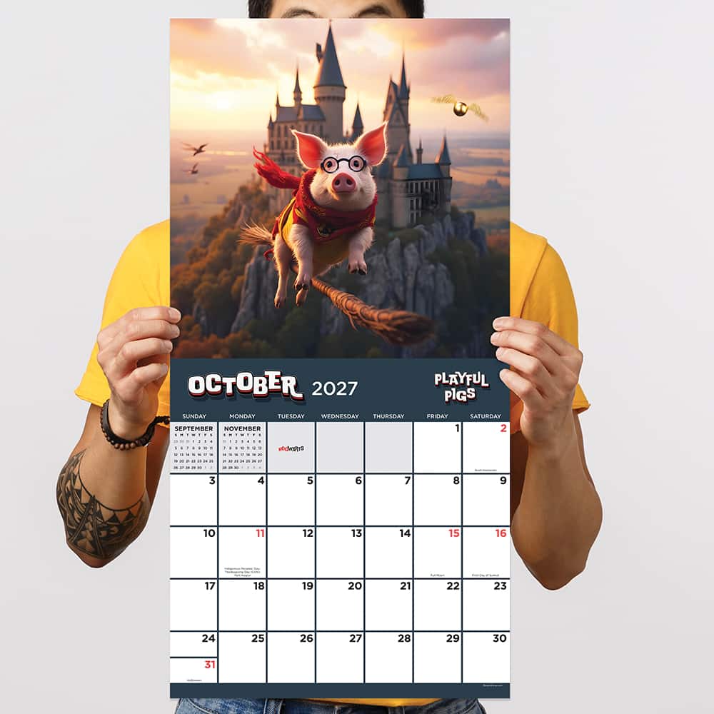 2027 Playful Pigs Wall Calendar