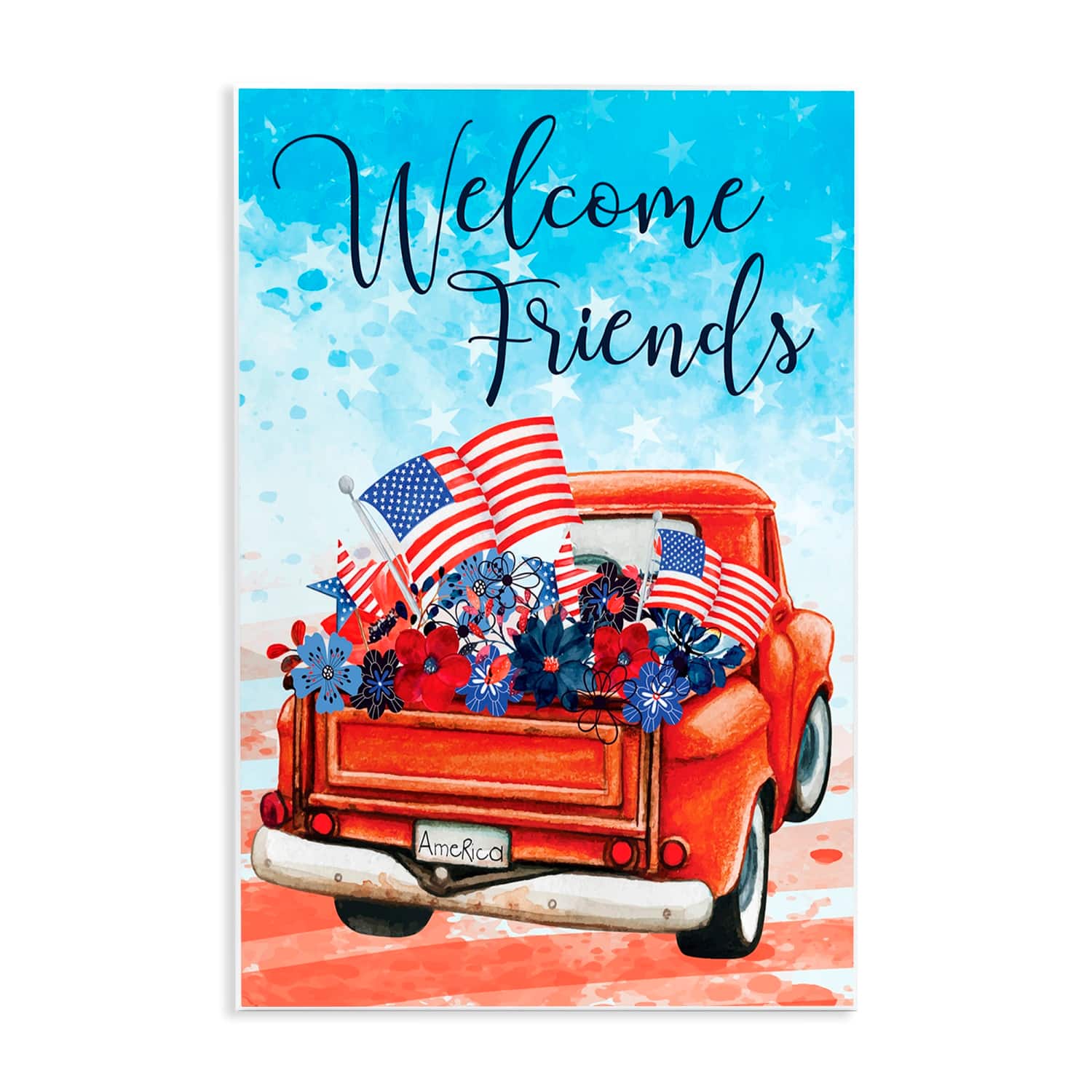 Stupell Industries Welcome Friends Americana Pickup Truck Wall Plaque Art
