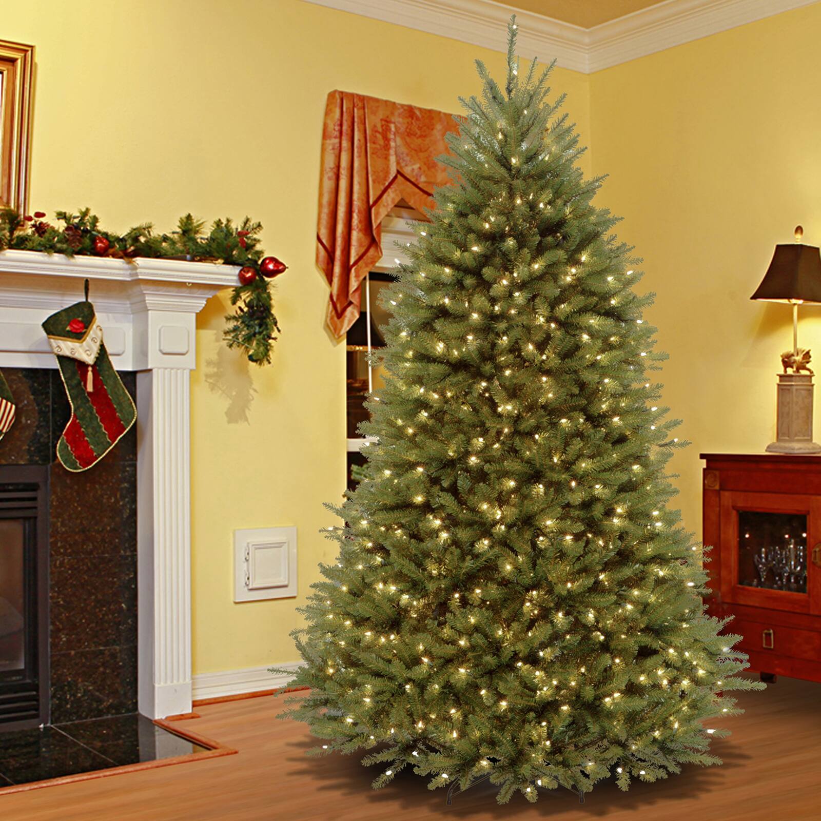 7.5 ft. Pre-Lit PowerConnect™ Dunhill® Fir Artificial Christmas Tree, Clear Lights